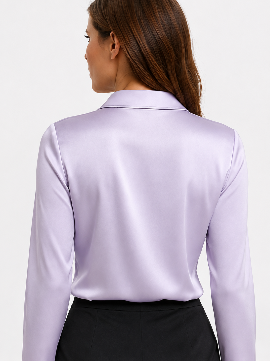 Lilac Satin Long Sleeve Blouse