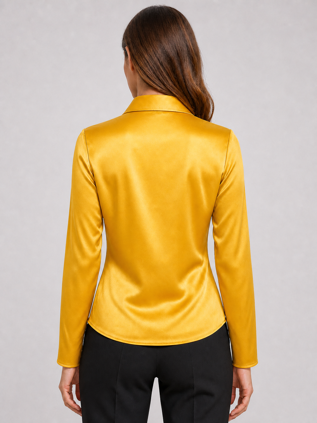 Yellow Long Sleeve Drape Neck Blouse
