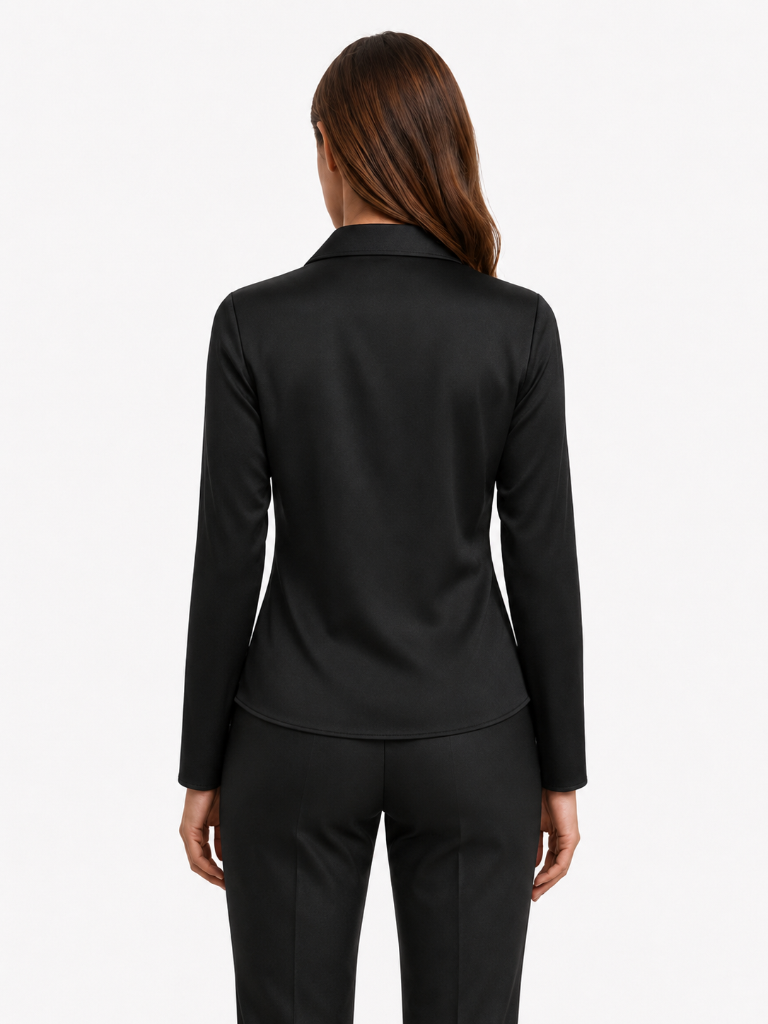 Black Long Sleeve Blouse with Floral Print