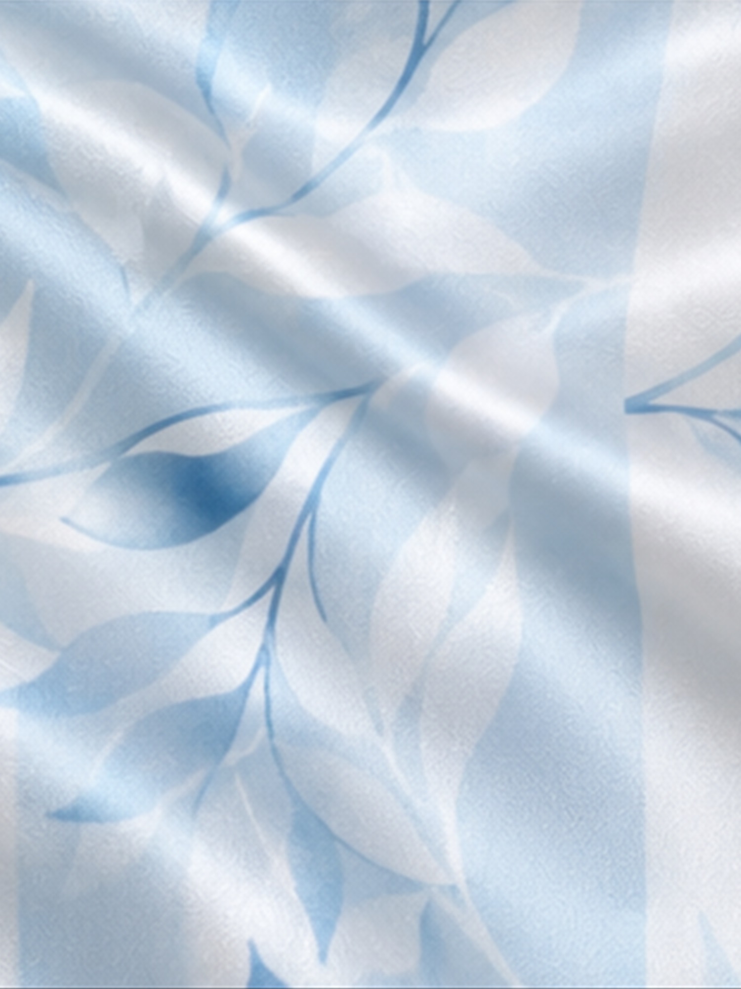 Light Blue Leaf Print Long Sleeve Blouse