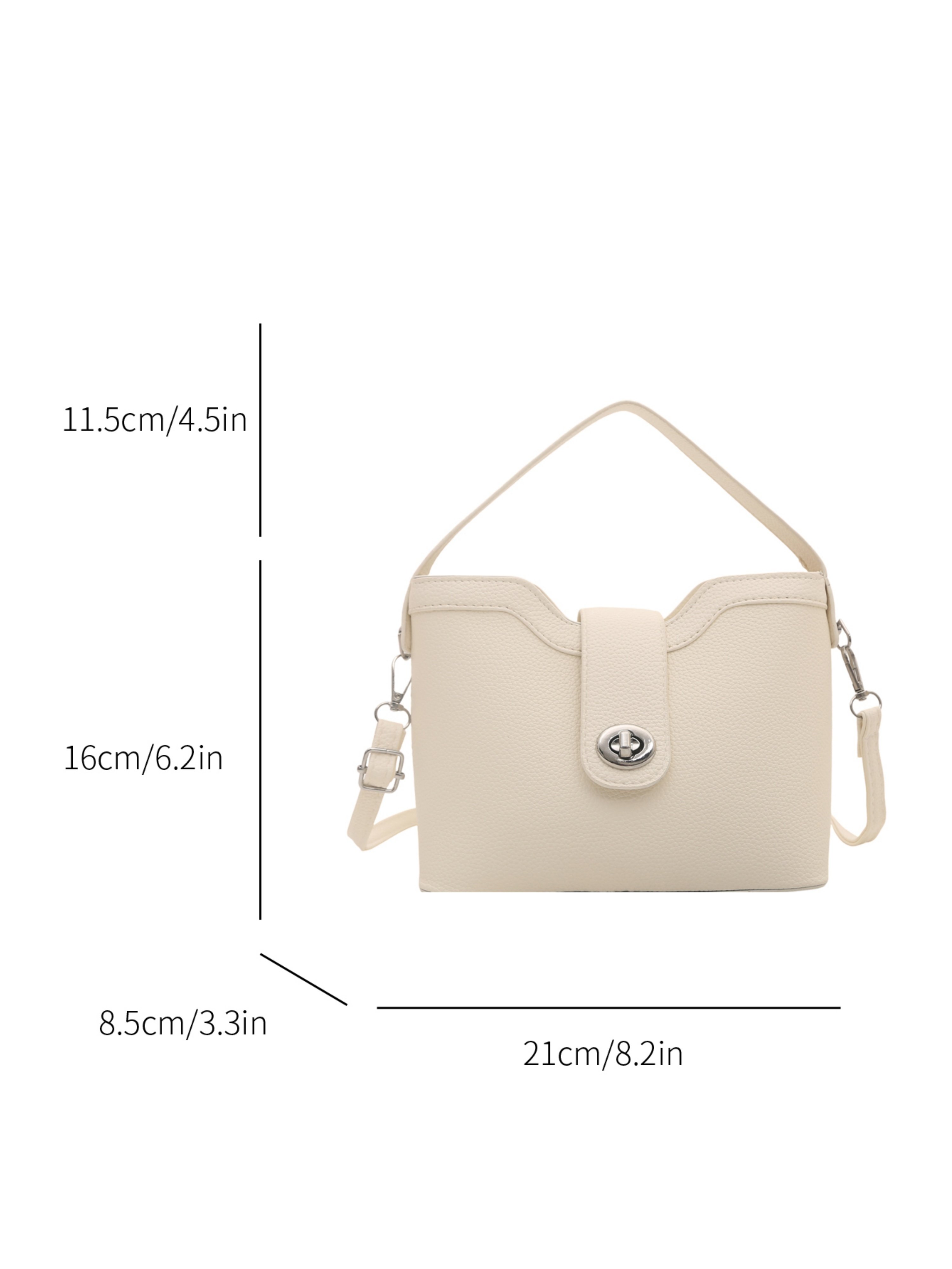 White Solid Handbag with Magnetic Closure