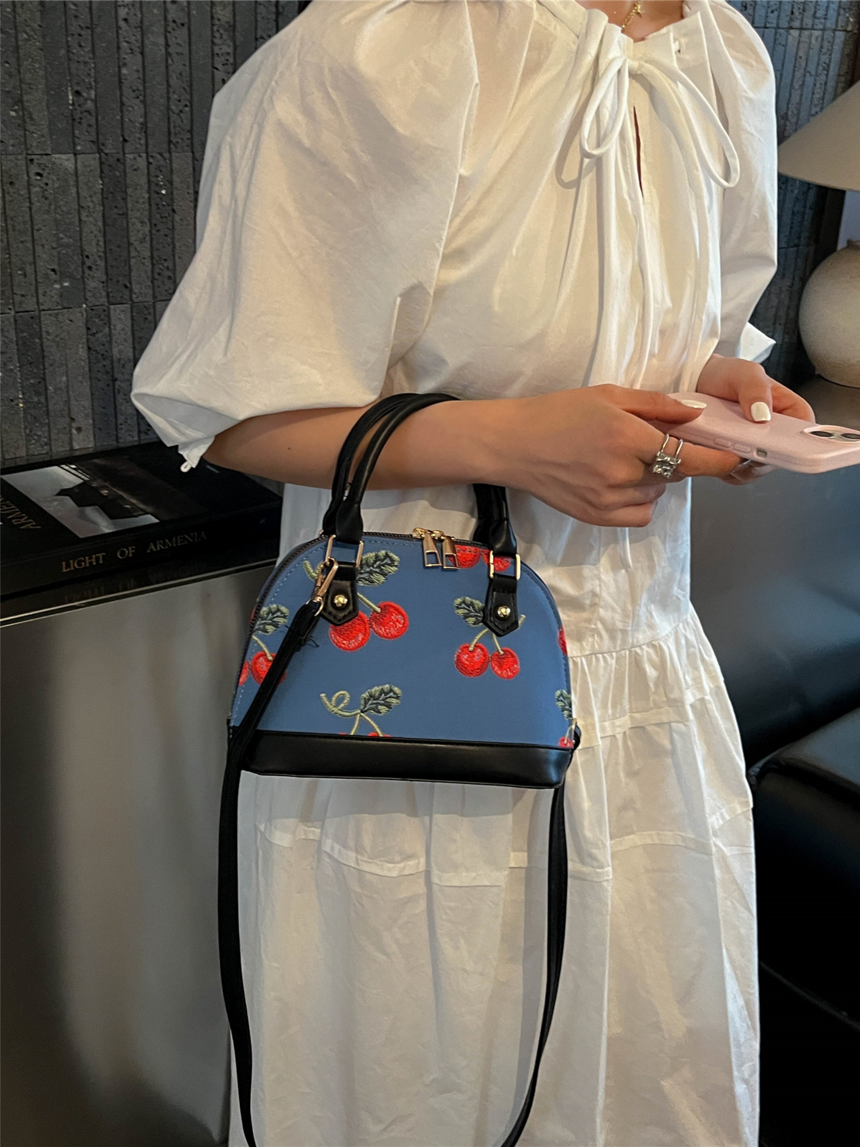 Multi Embroidered Handbag with Zip