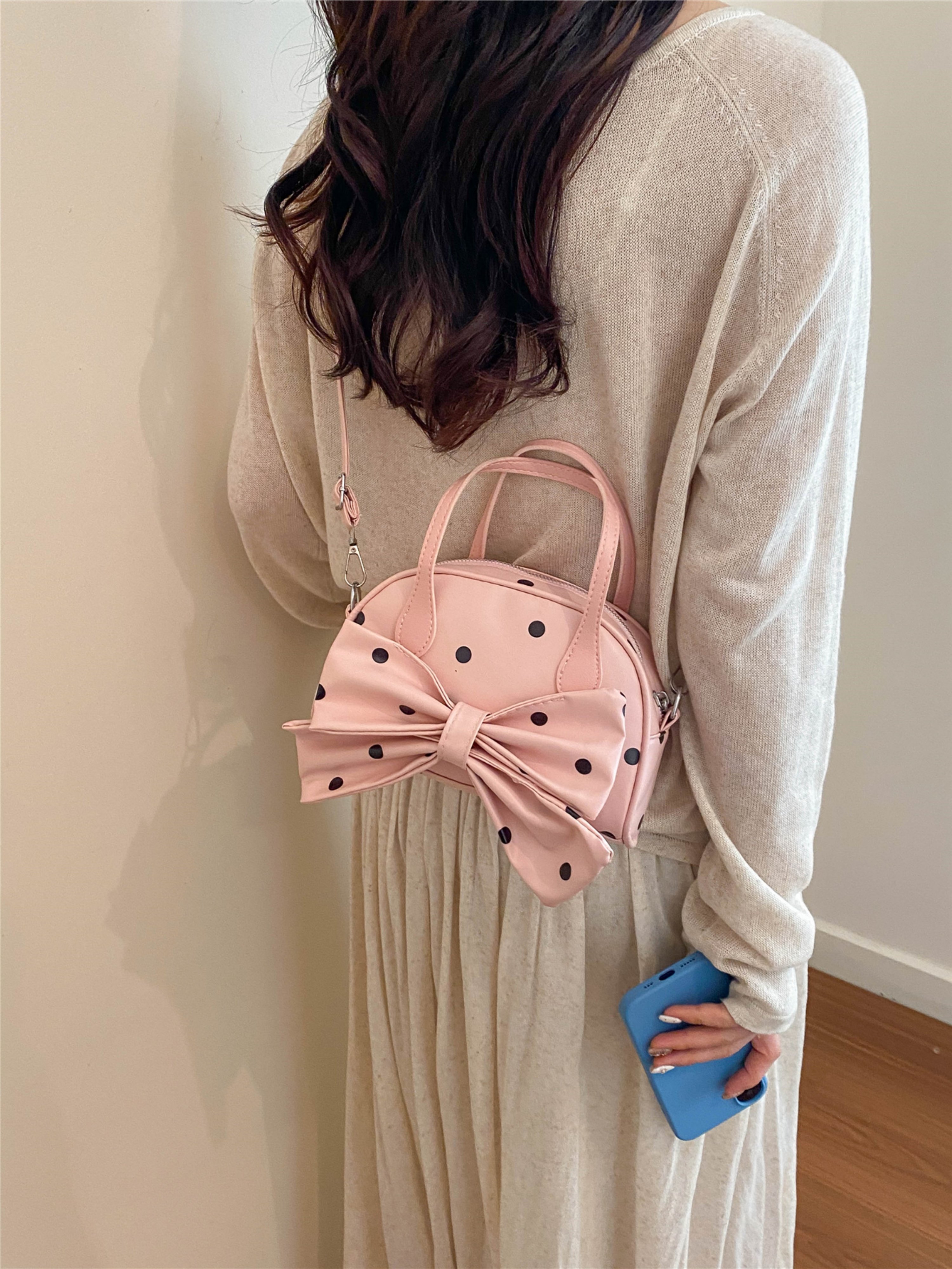 Pink Printed Handbag with Zip