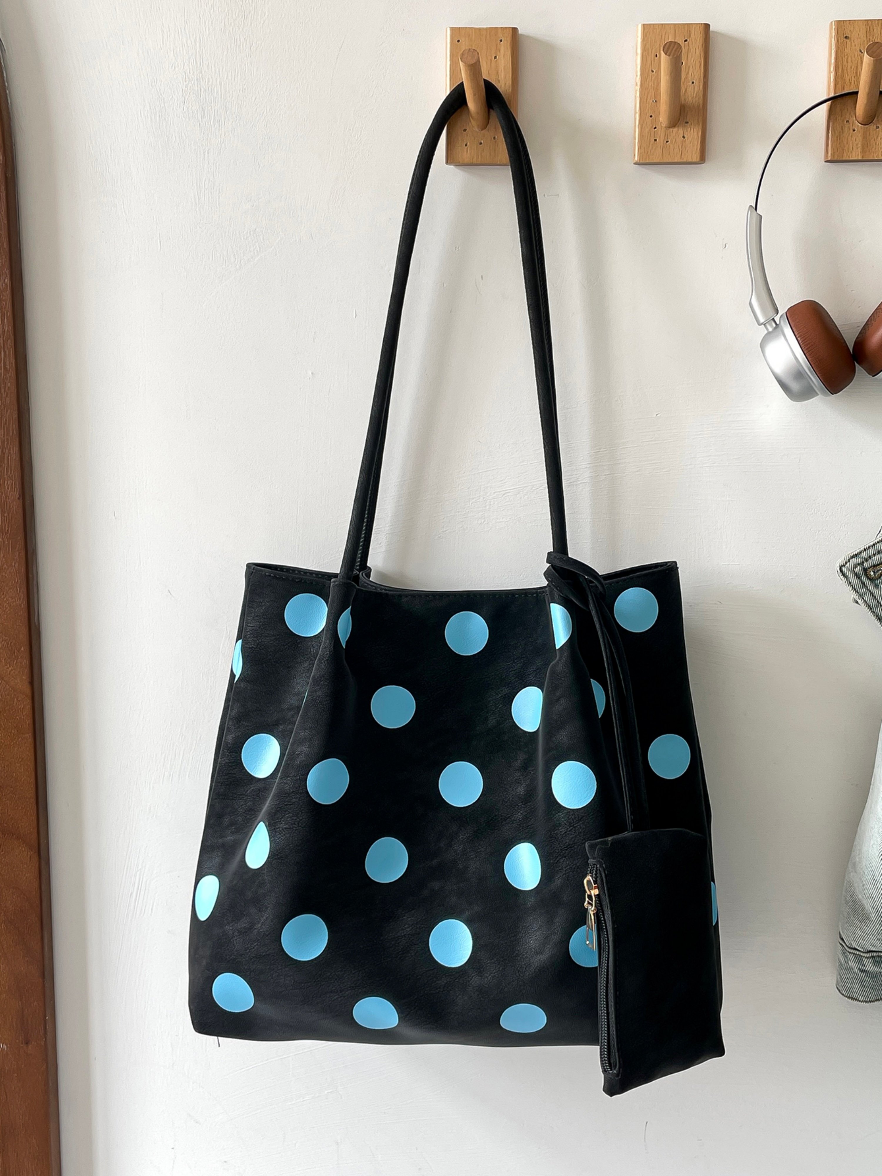 Black Printed Shoulder Bag with Zip