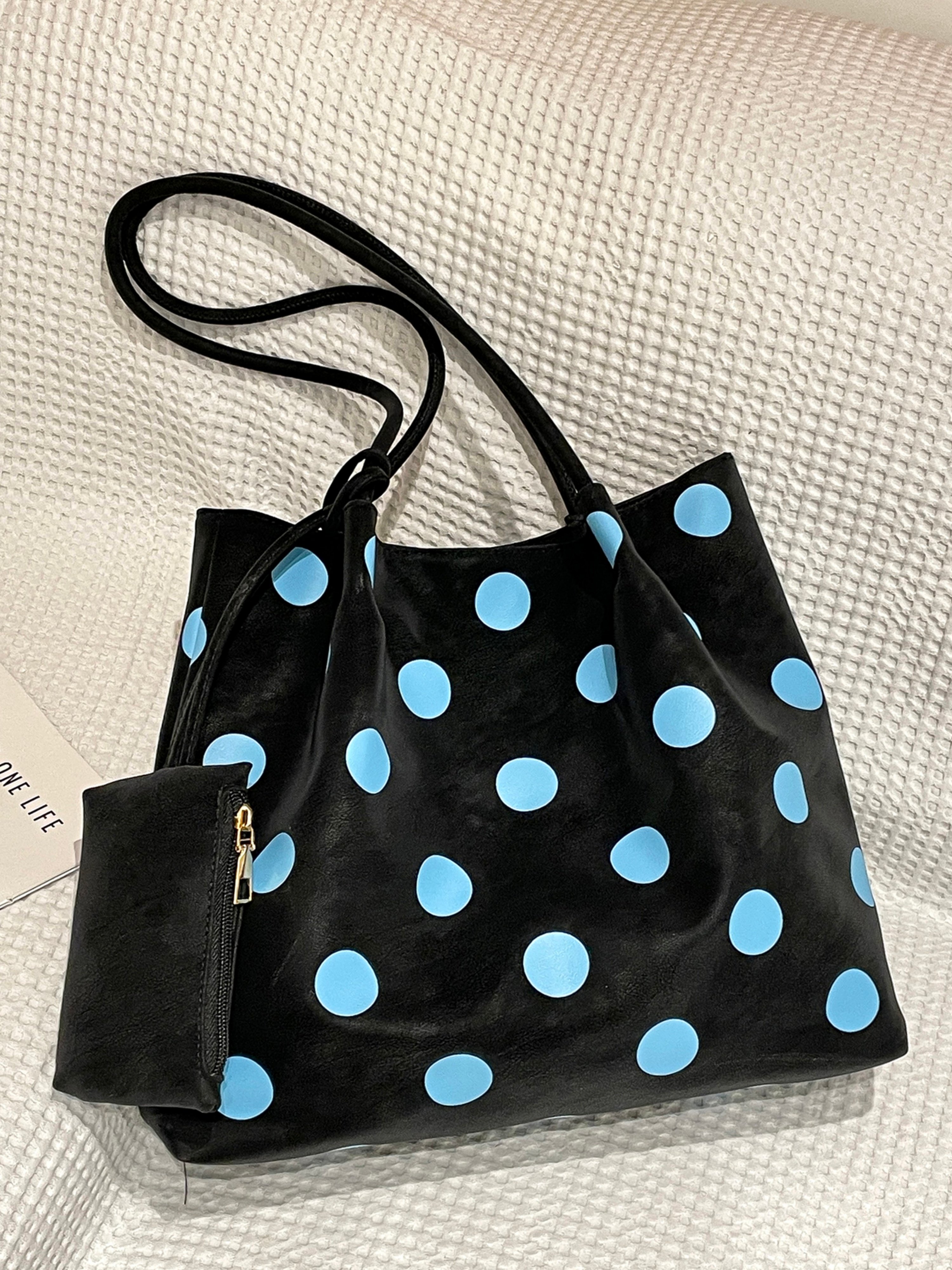 Black Printed Shoulder Bag with Zip
