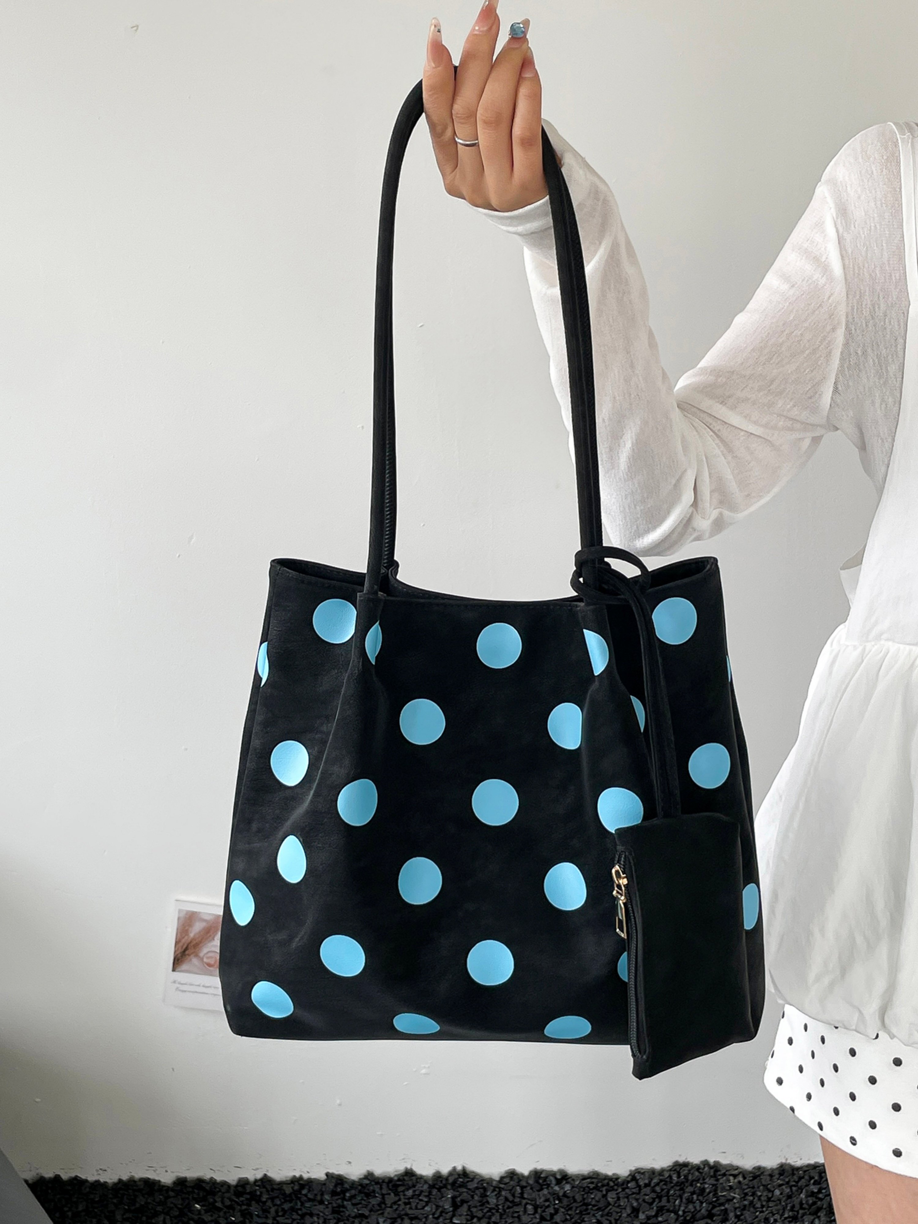 Black Printed Shoulder Bag with Zip
