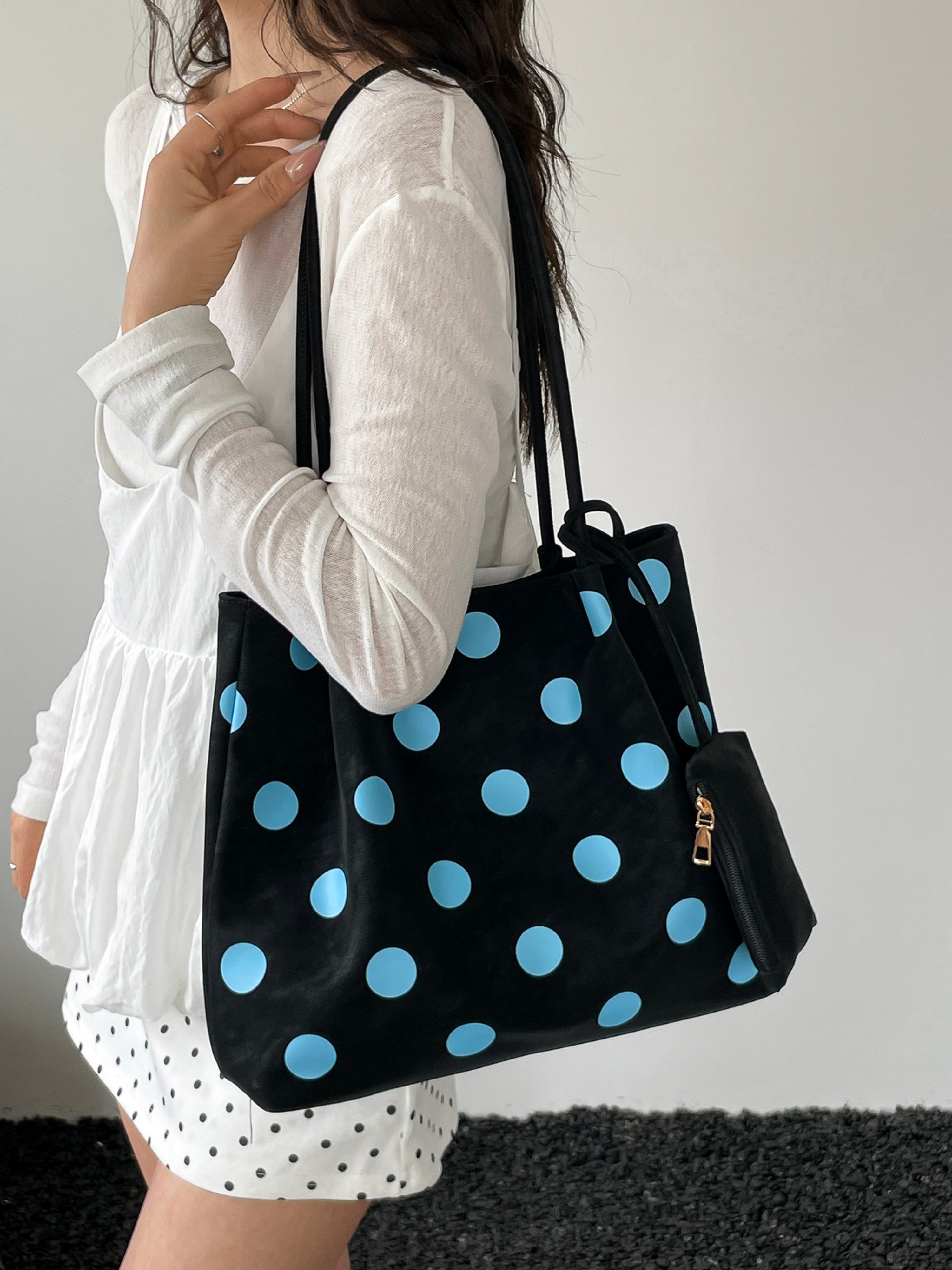 Black Printed Shoulder Bag with Zip