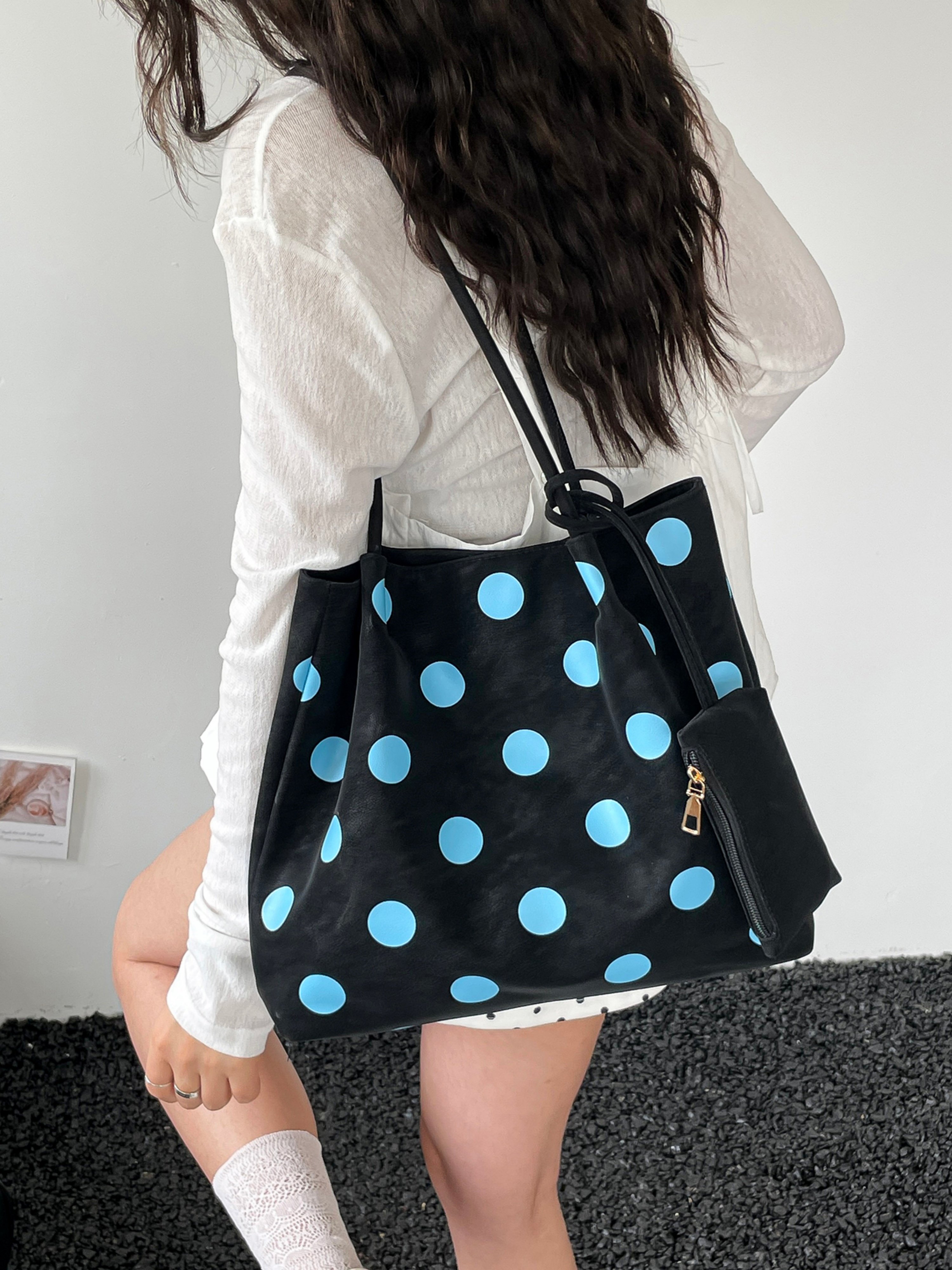 Black Printed Shoulder Bag with Zip