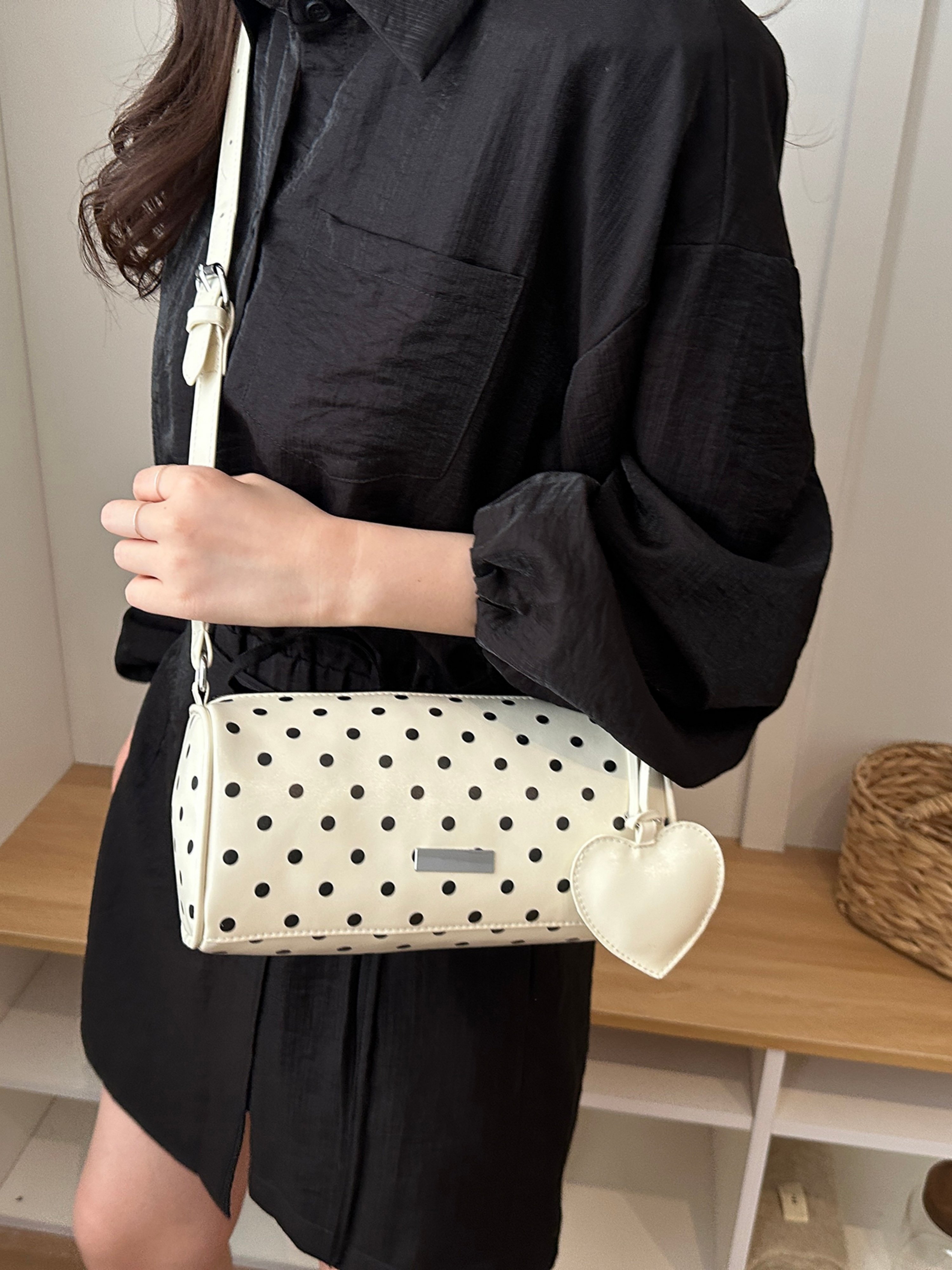 White Printed Shoulder Bag with Zip