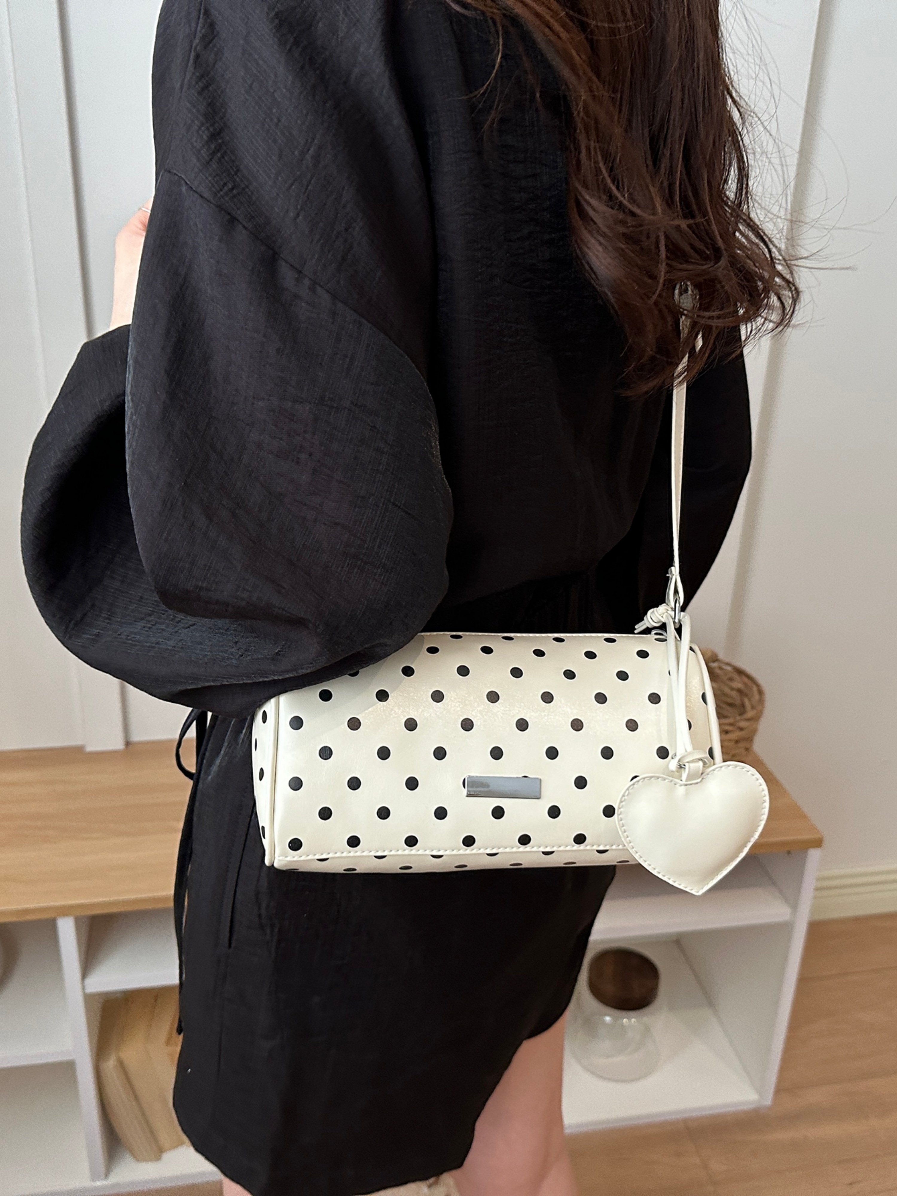 White Printed Shoulder Bag with Zip