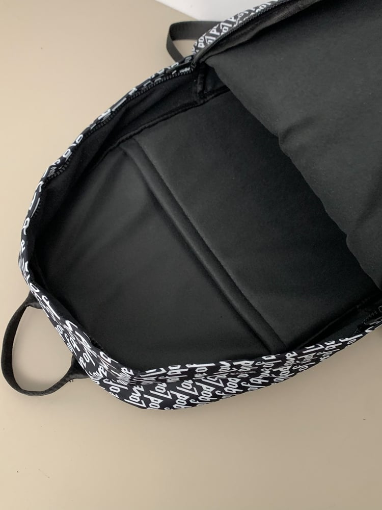 Men Black Love of God Pattern Backpack 