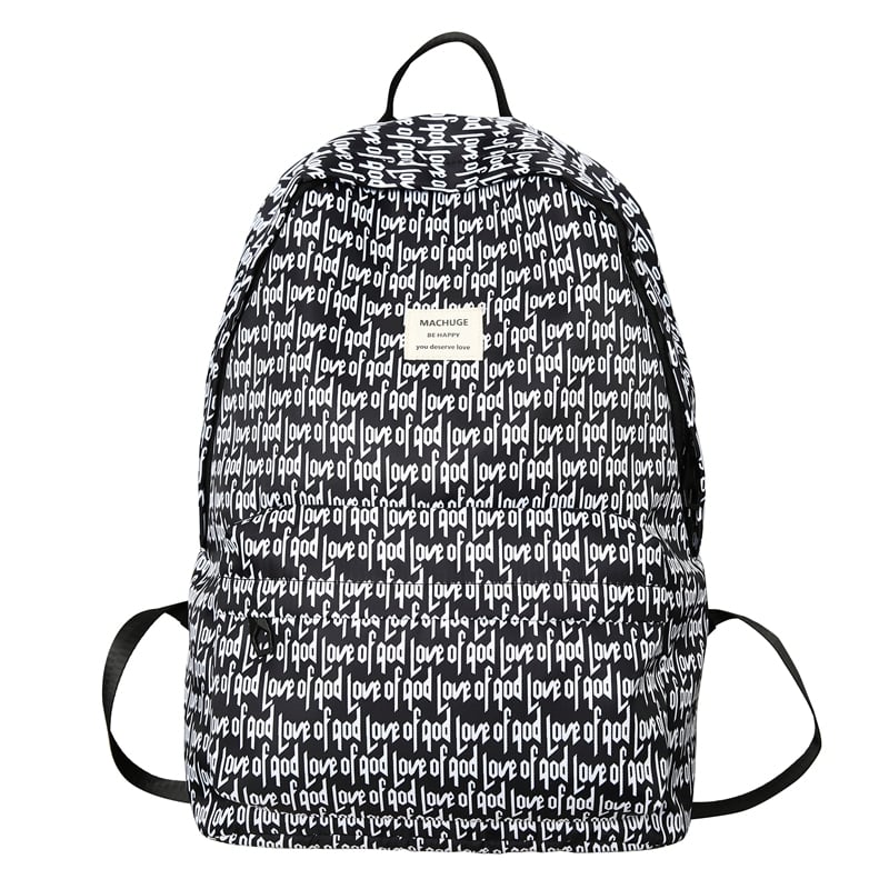 Men Black Love of God Pattern Backpack 