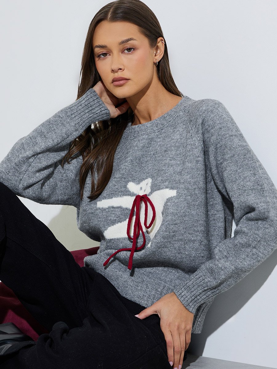 Grey Bear Design Tie-Up Details Jumper
