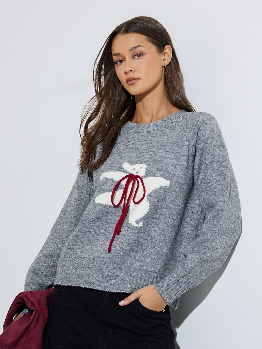 Grey Bear Design Tie-Up Details Jumper