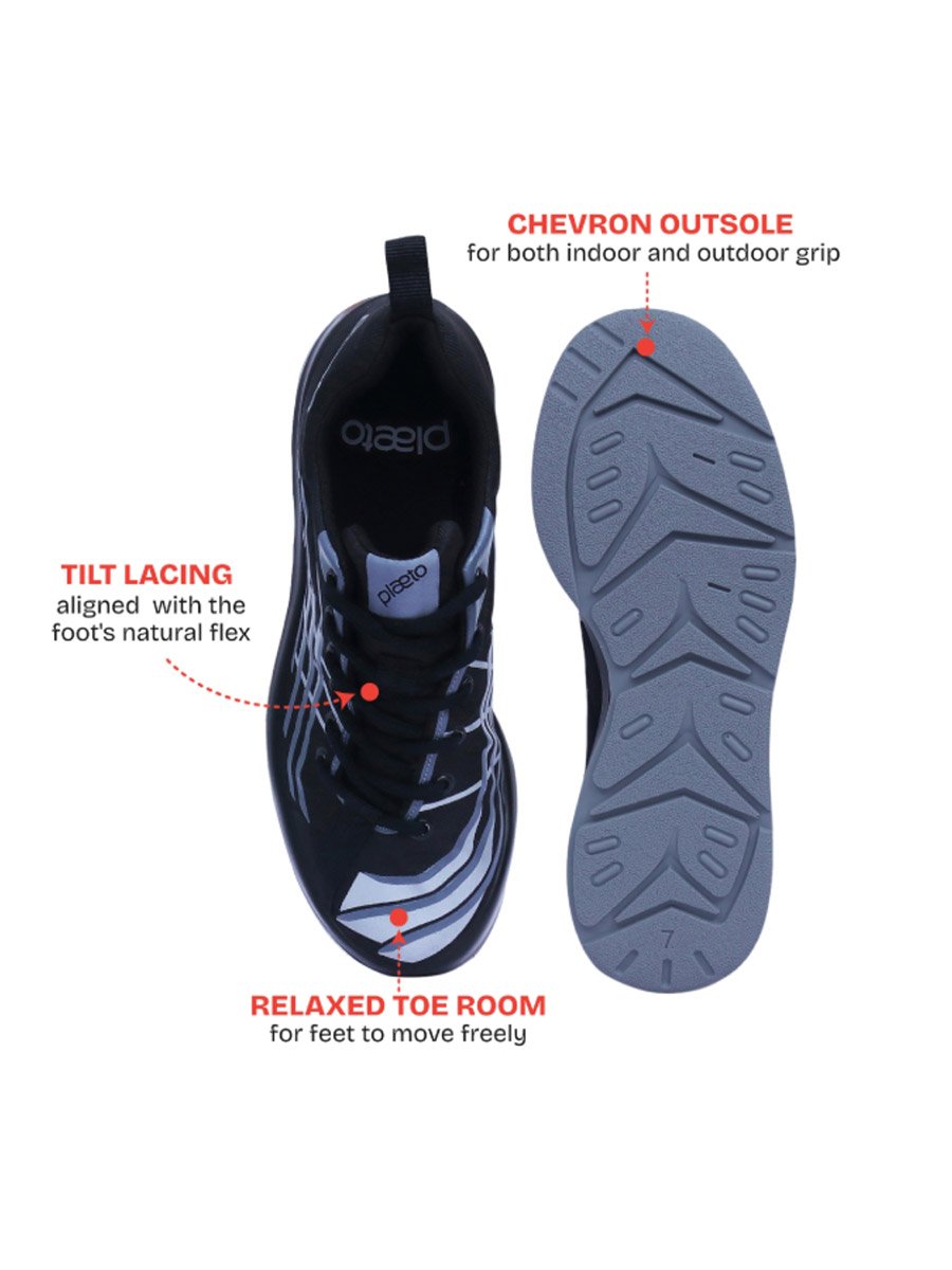 Nova Mens Black and Grey Sports Sneakers