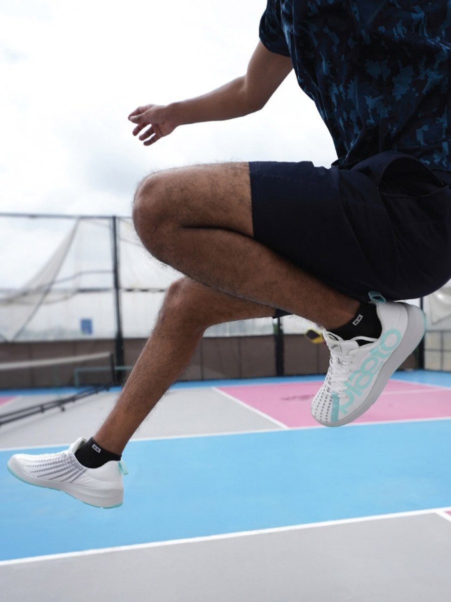 Mens White and Aqua Active Sneakers - Lightweight Sport Trainers