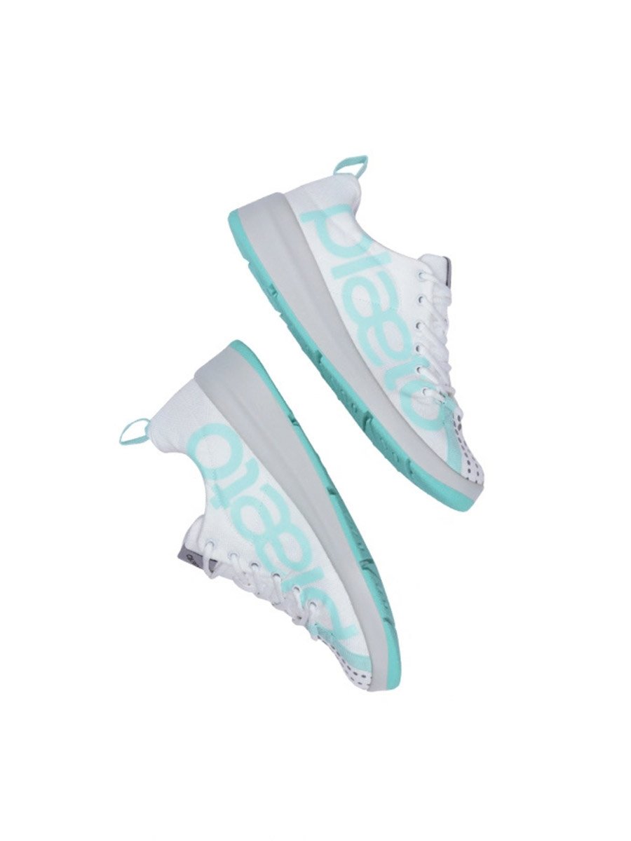 Mens White and Aqua Active Sneakers - Lightweight Sport Trainers