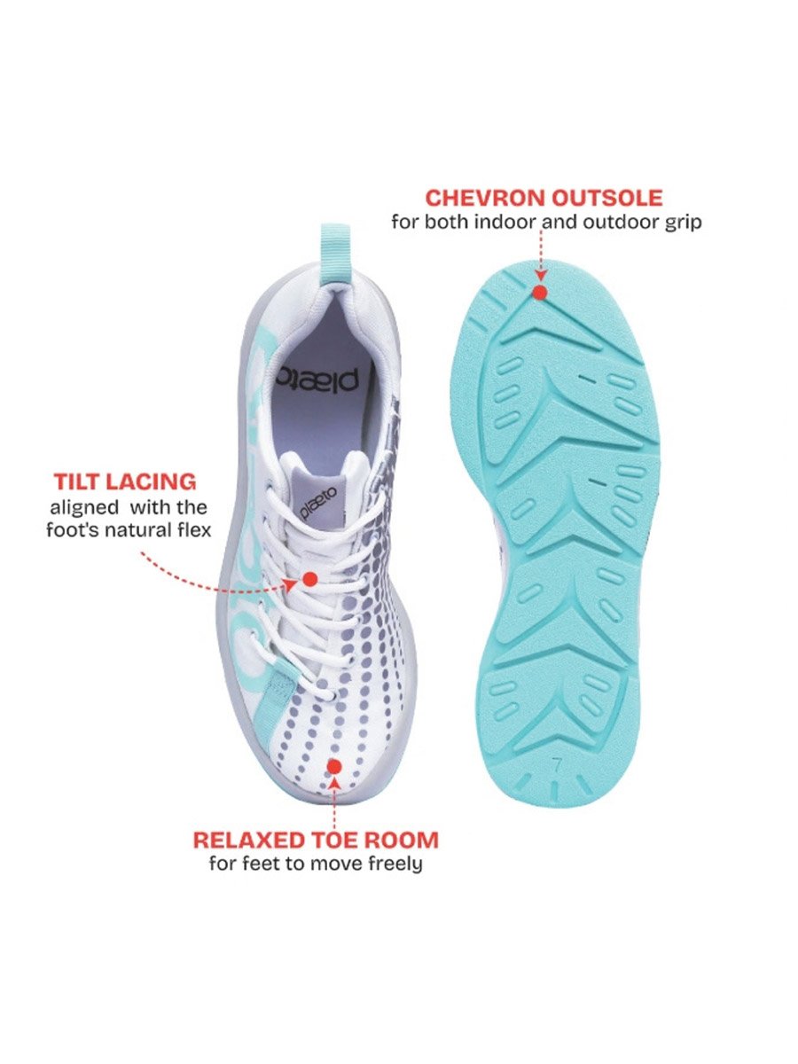 Mens White and Aqua Active Sneakers - Lightweight Sport Trainers
