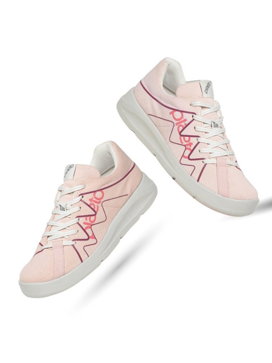 Womens Pink Casual Sneakers - Flat Sole Comfort