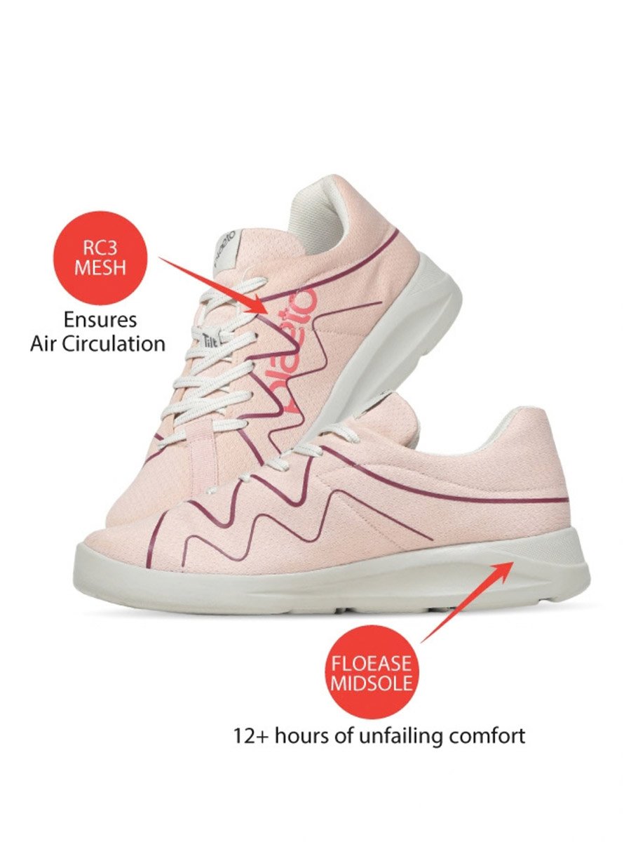 Womens Pink Casual Sneakers - Flat Sole Comfort
