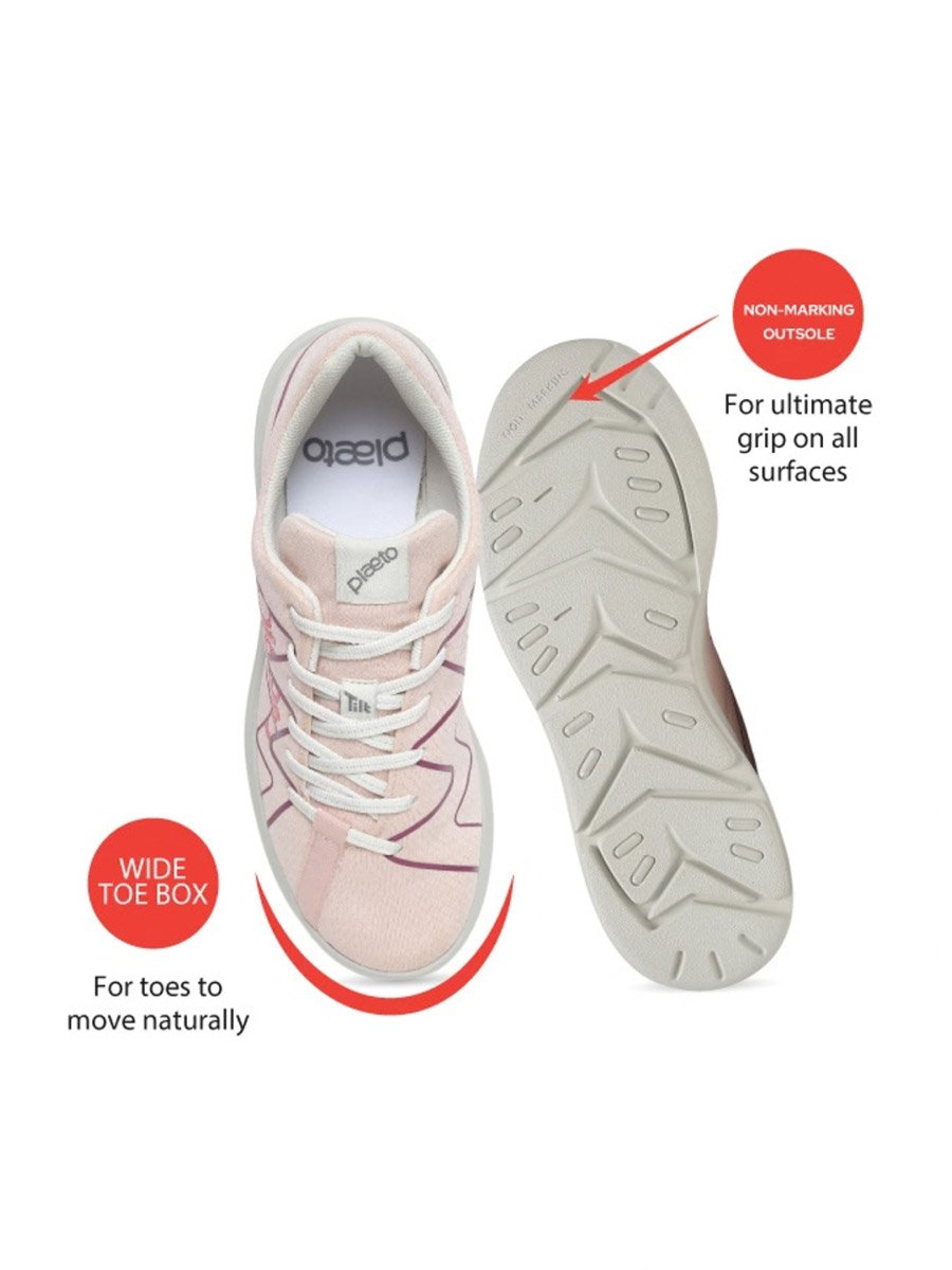Womens Pink Casual Sneakers - Flat Sole Comfort