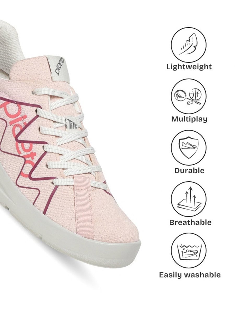 Womens Pink Casual Sneakers - Flat Sole Comfort