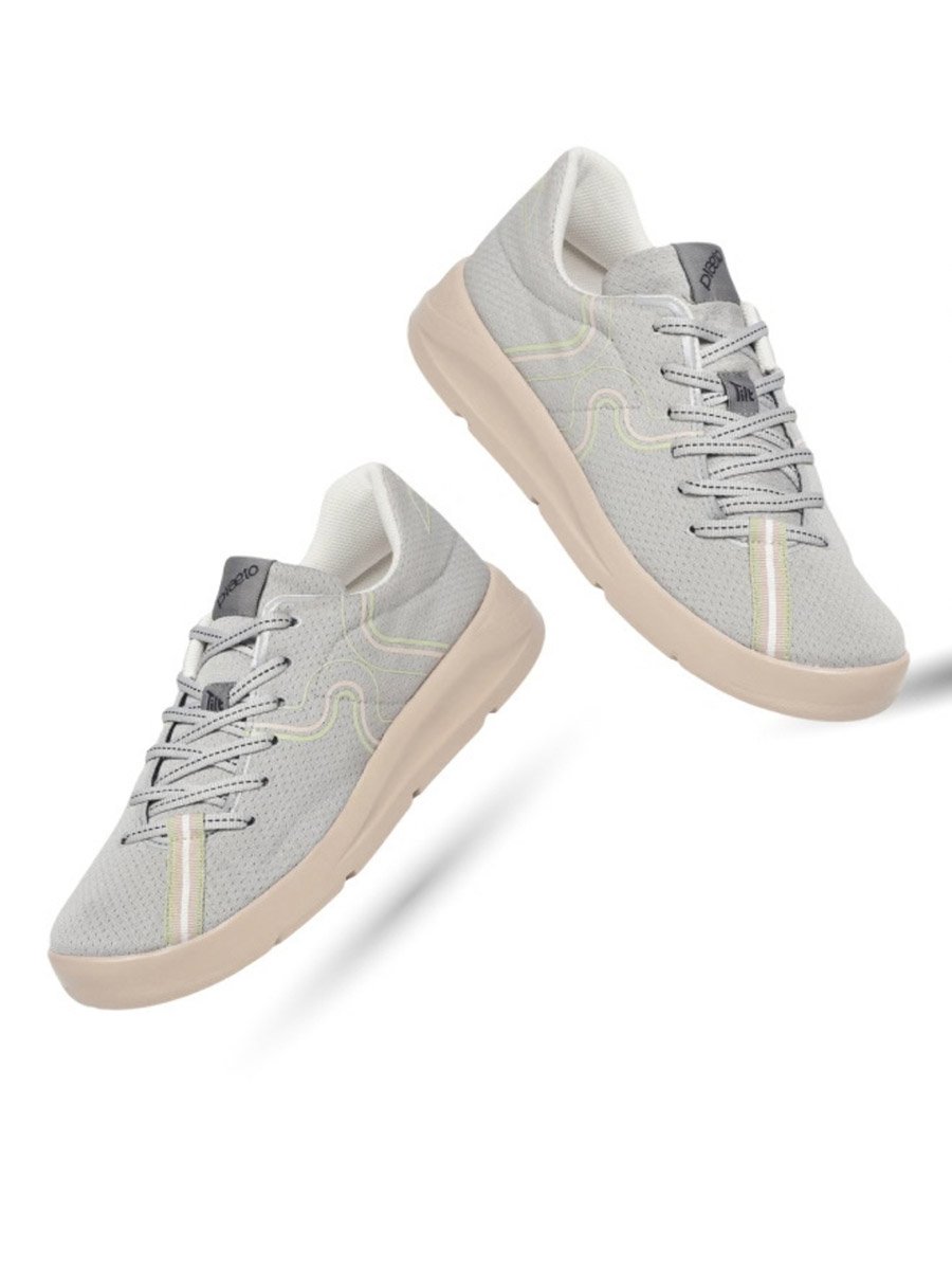 Womens Grey Casual Sneakers - Flats