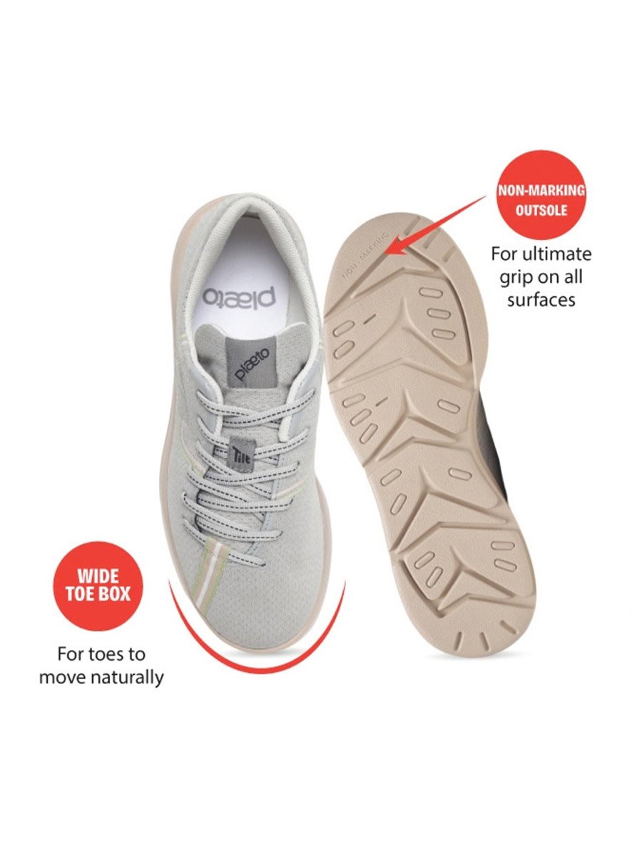 Womens Grey Casual Sneakers - Flats