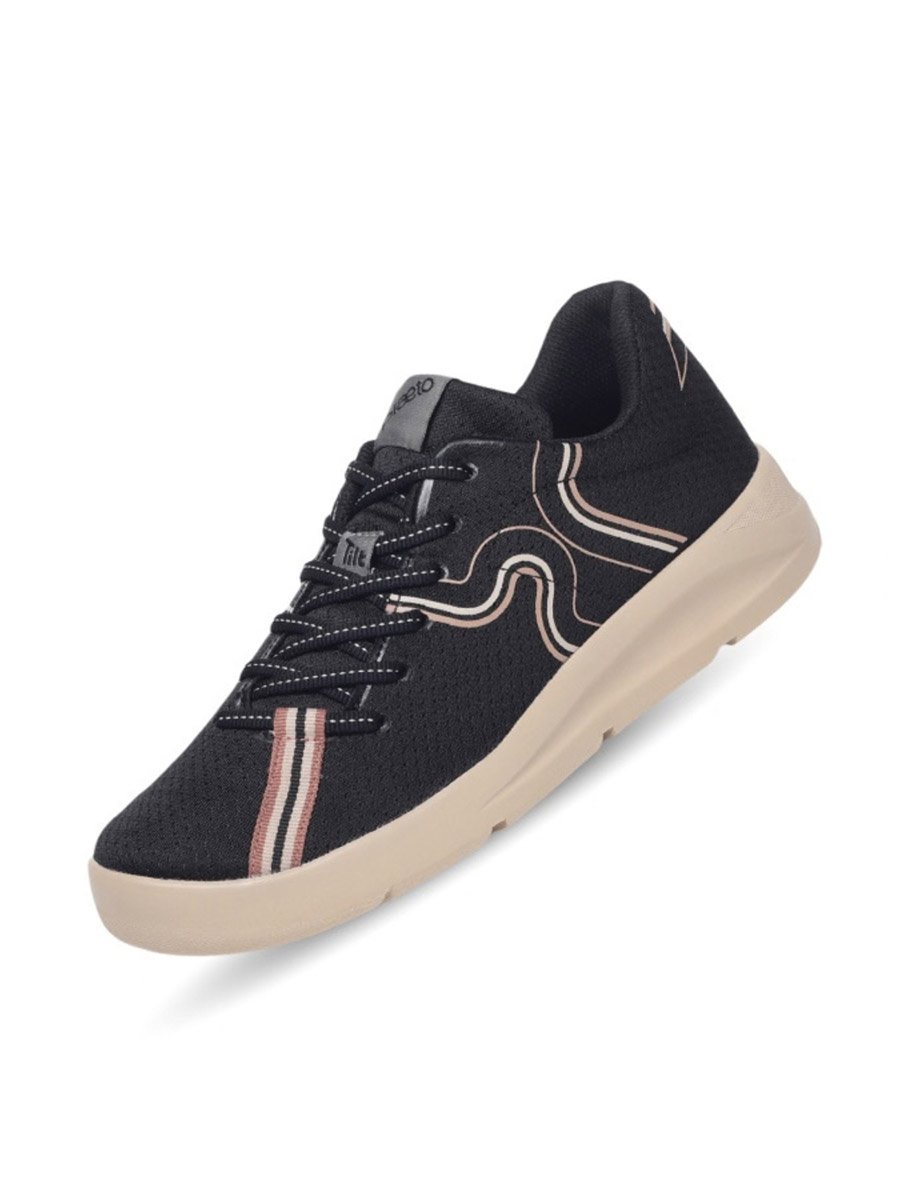 Womens Black and Beige Casual Sneakers