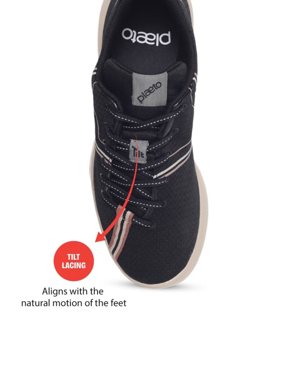 Womens Black and Beige Casual Sneakers