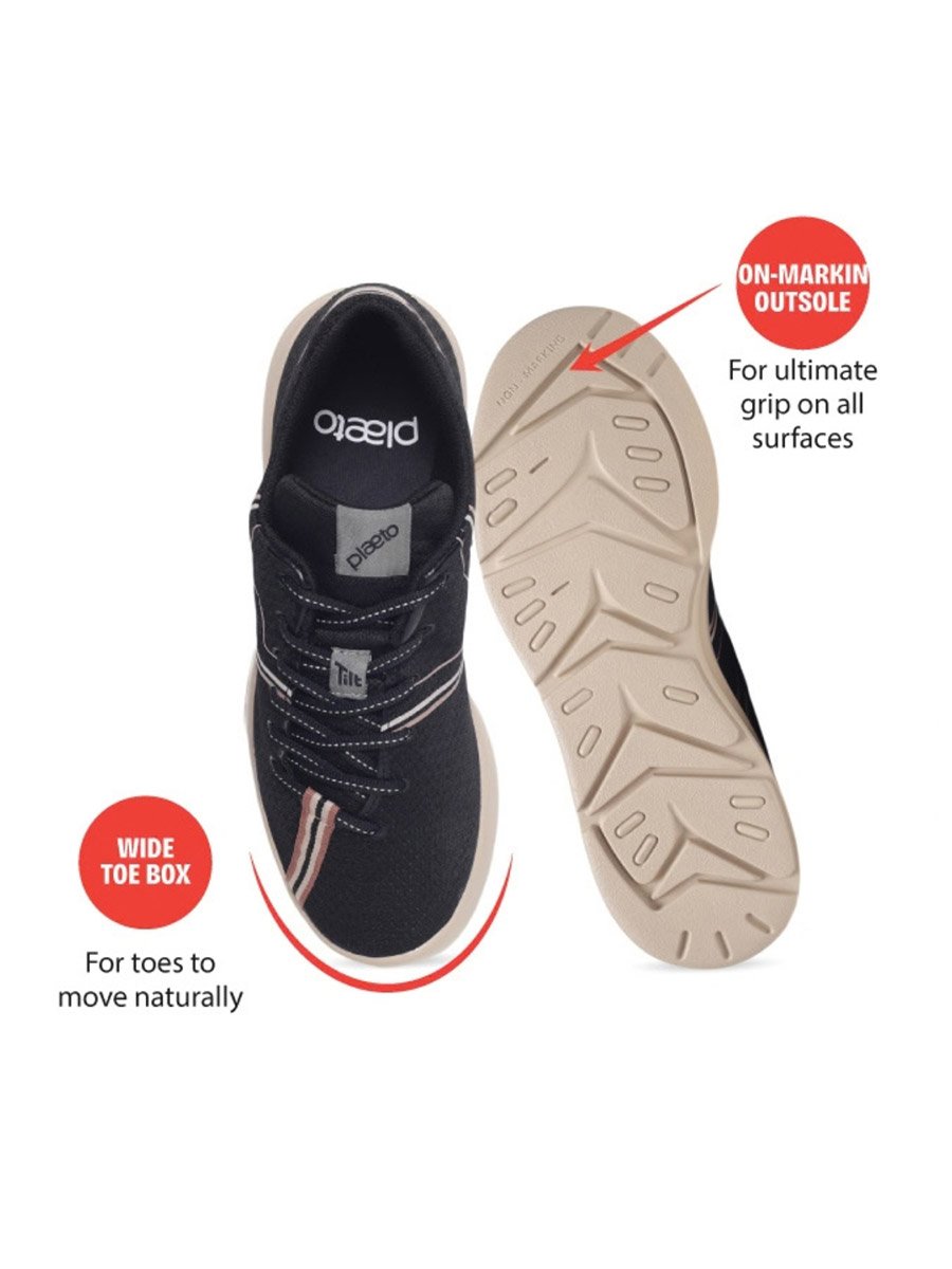 Womens Black and Beige Casual Sneakers