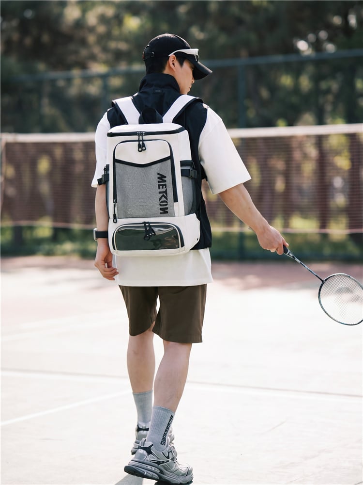 Beige Backpack with Zip