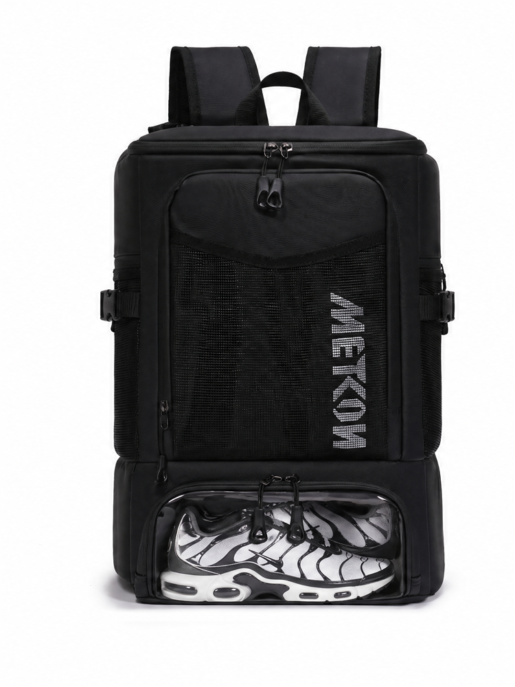 Men Black Backpack with Shoe Compartment