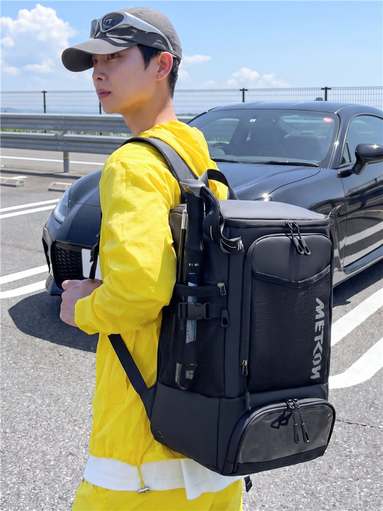 Men Black Backpack with Shoe Compartment