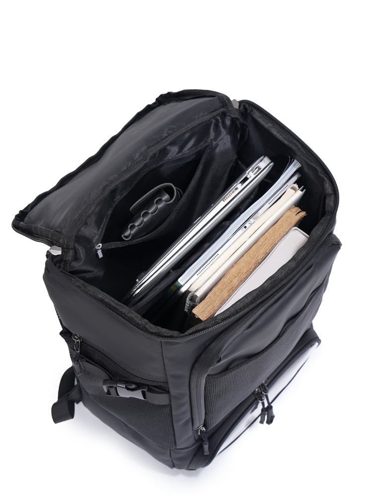 Men Black Backpack with Shoe Compartment