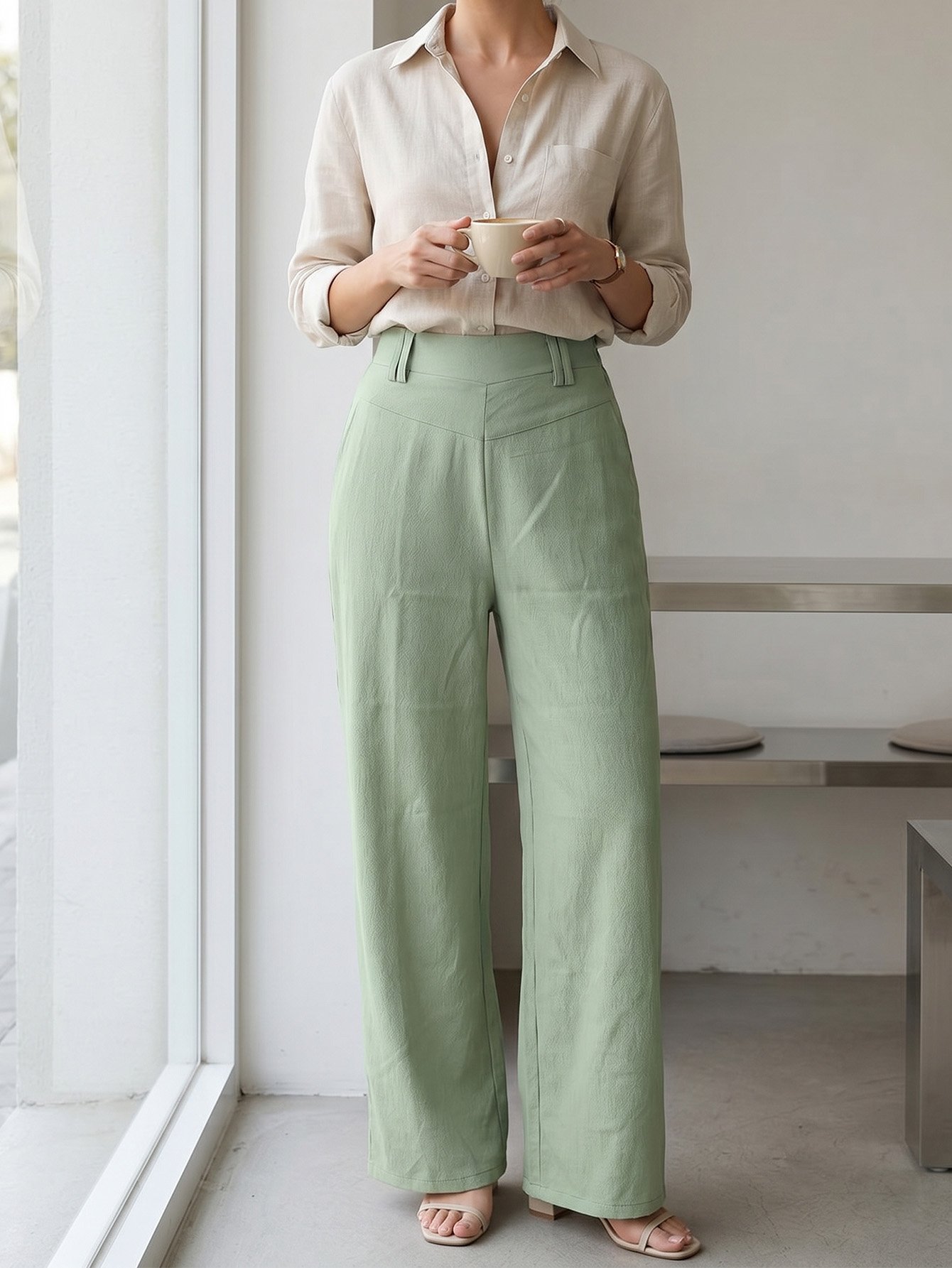 Mustard Wide-Leg Trousers