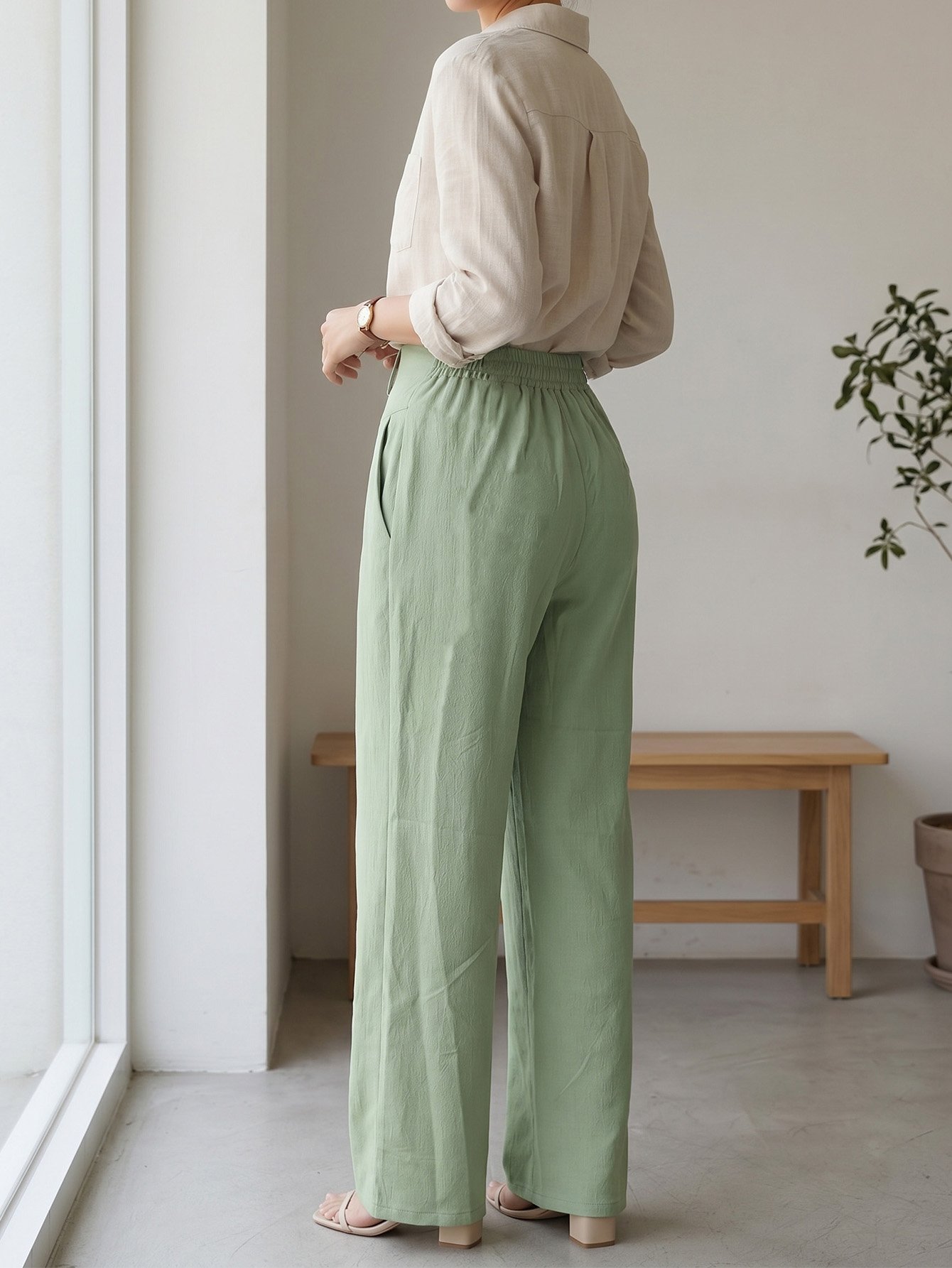 Mustard Wide-Leg Trousers