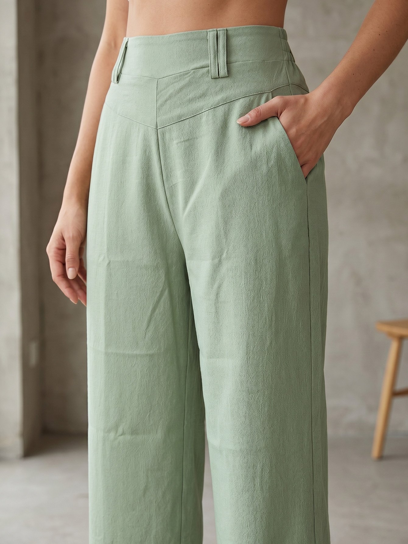 Mustard Wide-Leg Trousers