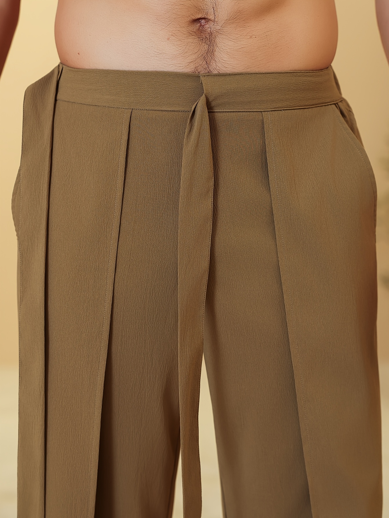 Men Khaki Beach Relaxed Fit Trousers