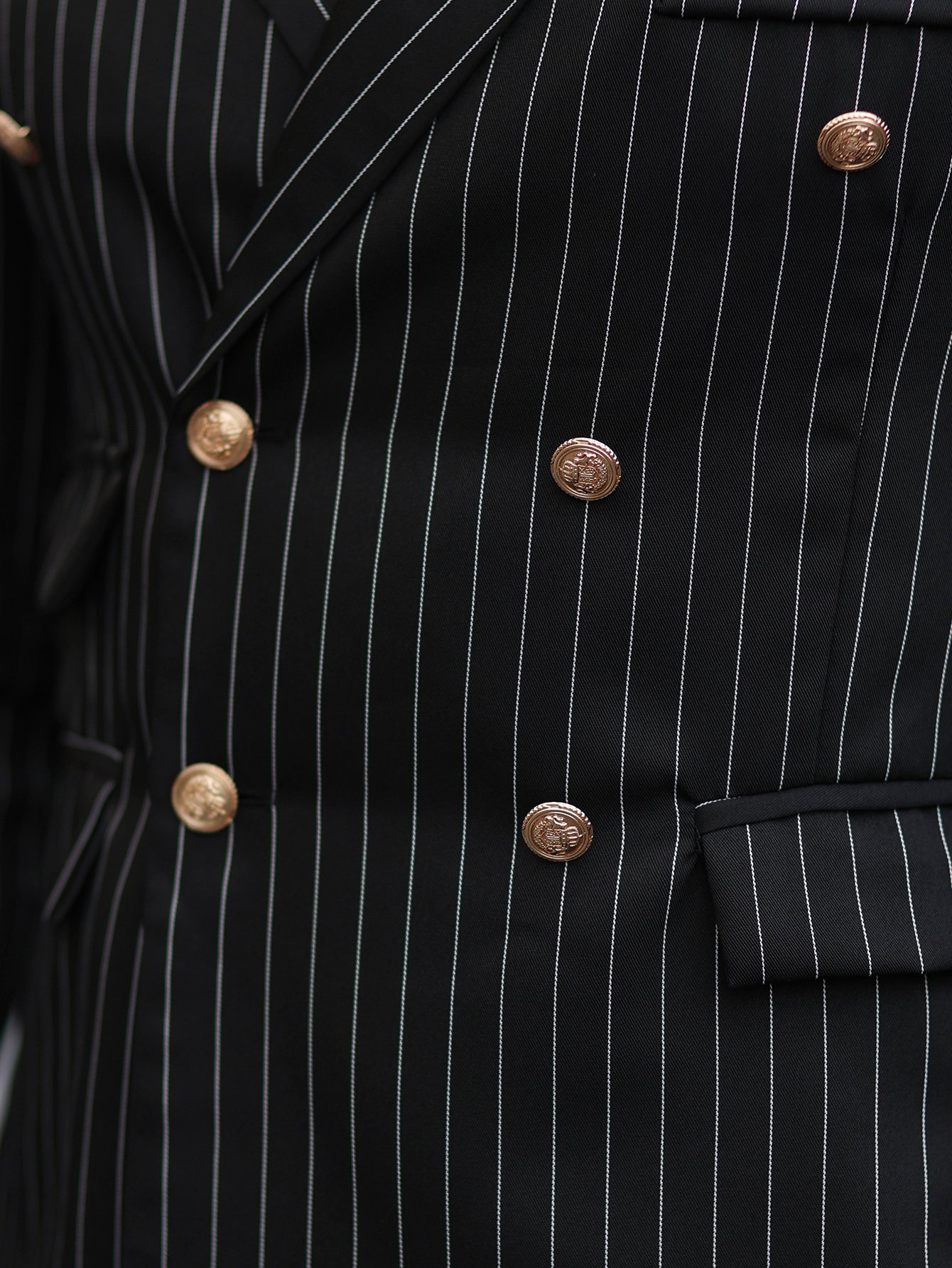 Black Pinstripe Double-Breasted Blazer and Trousers Co-Ords