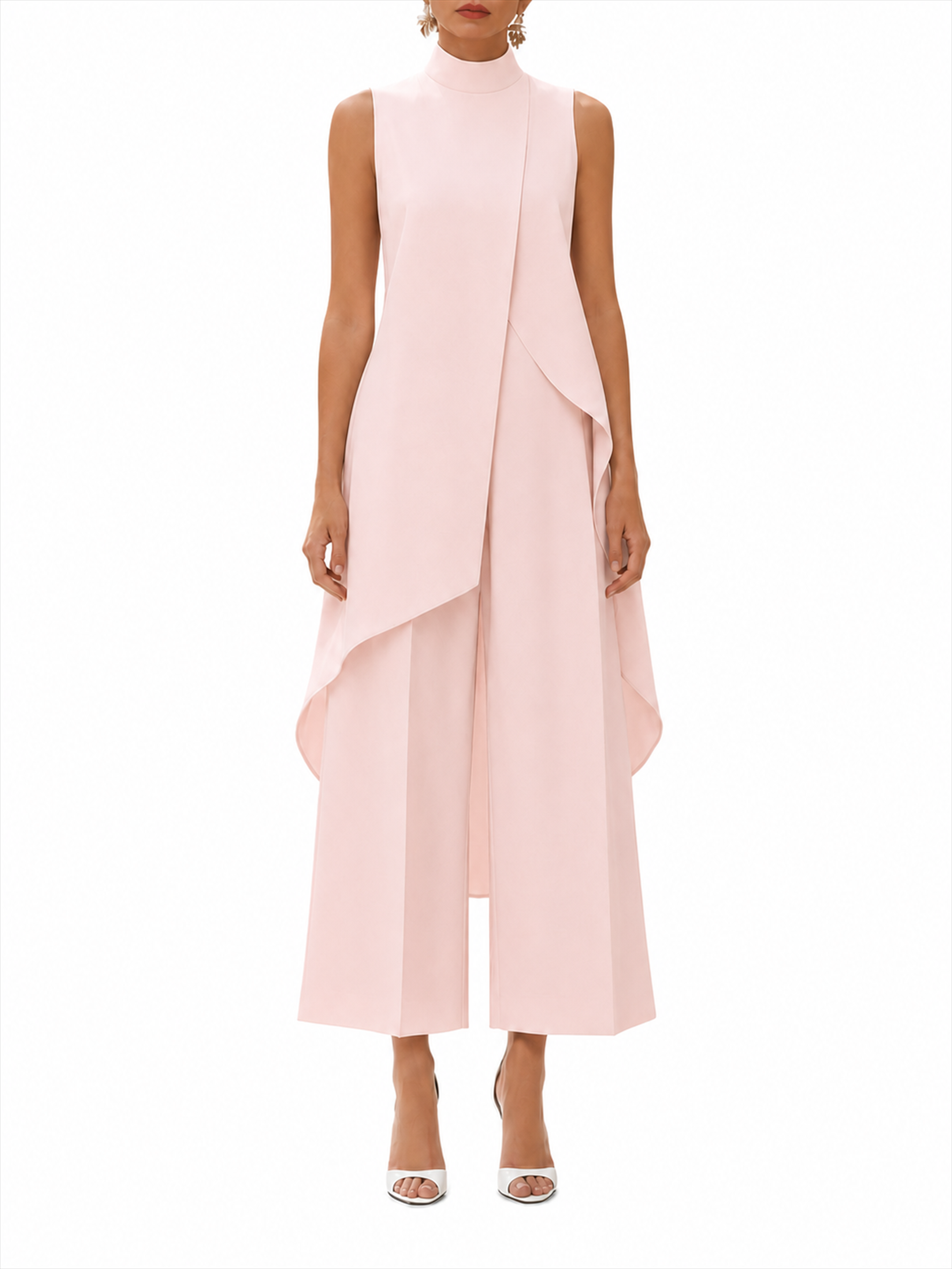 Pink Wide-Leg Trousers and Mock Neck Top Co-ord Set