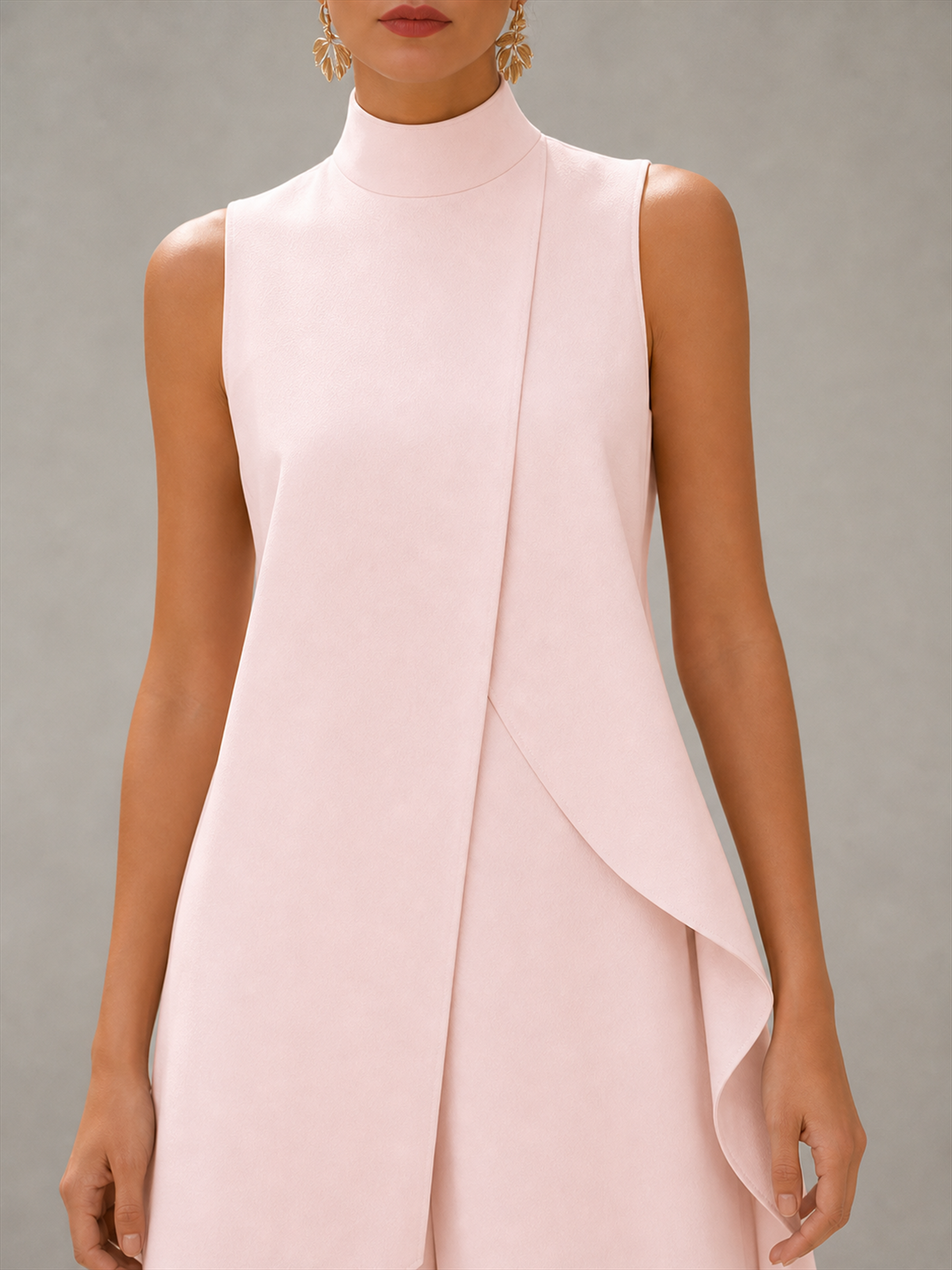 Pink Wide-Leg Trousers and Mock Neck Top Co-ord Set