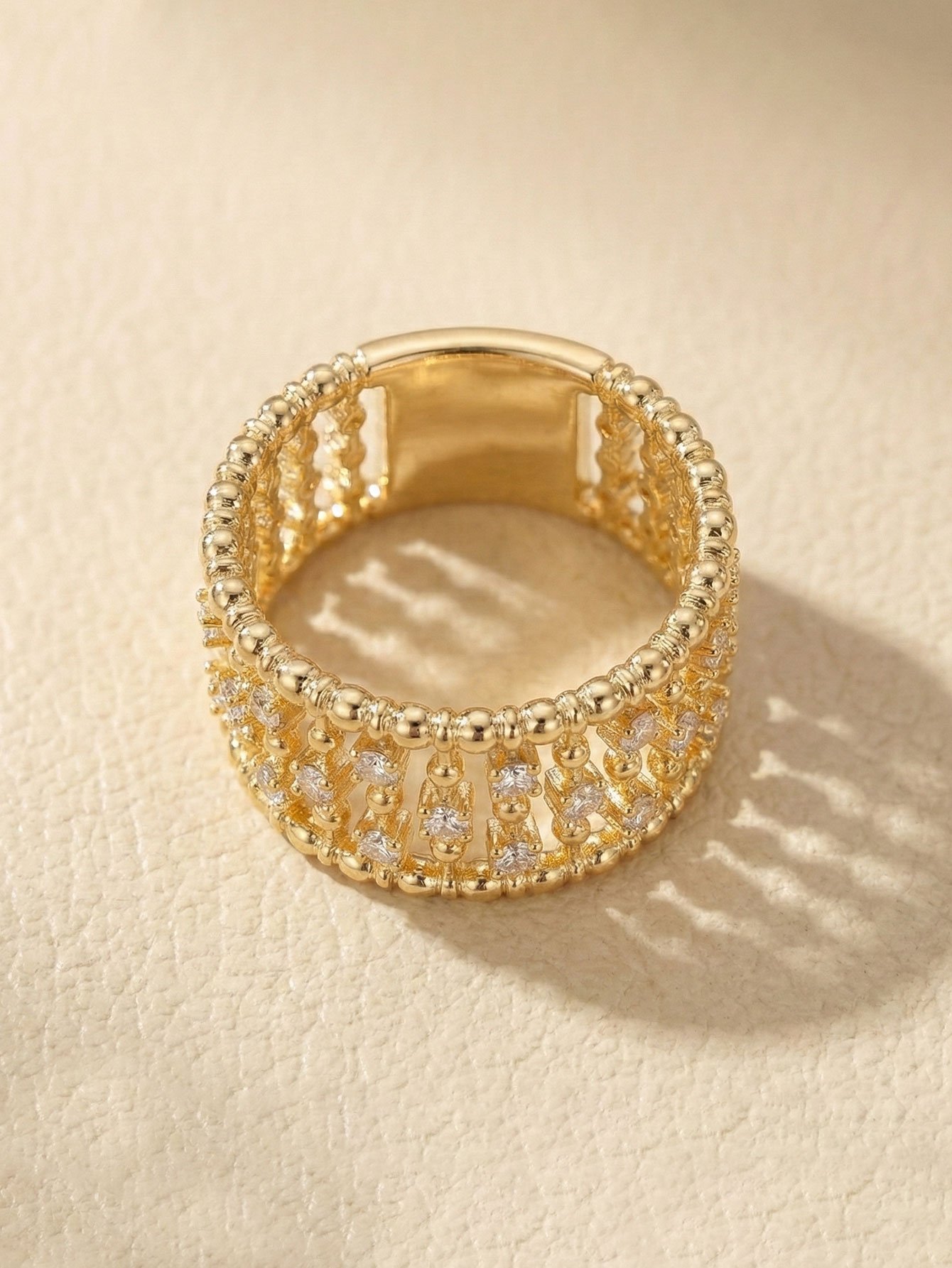 Gold Plated Cubic Zirconia Lattice Ring