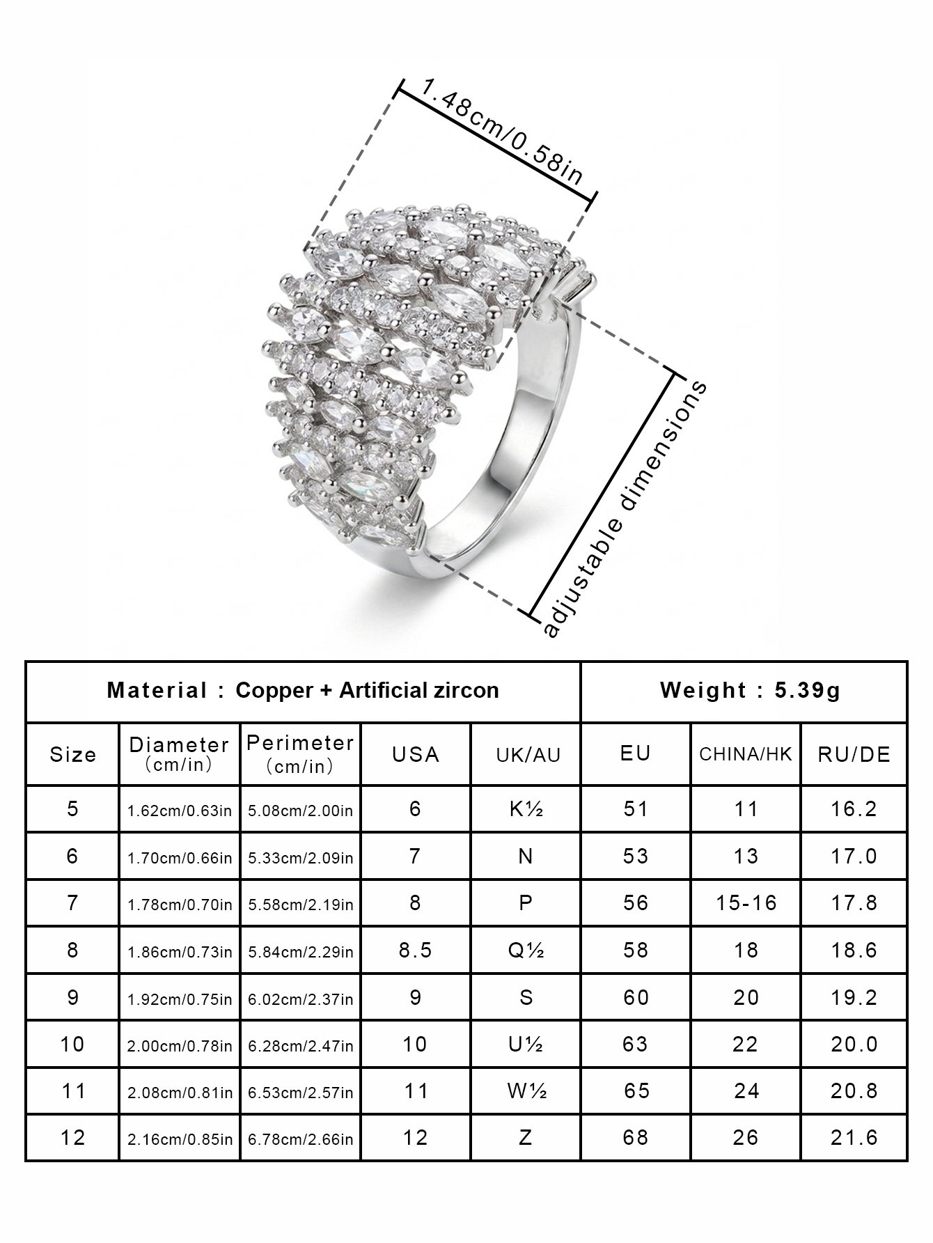 Silver Marquise and Round Zirconia Ring