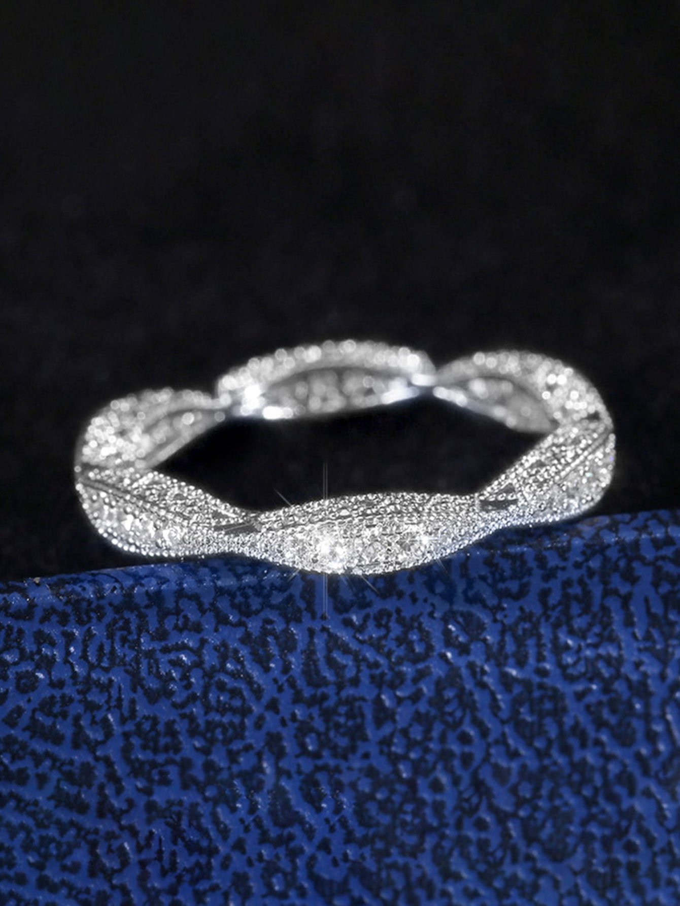 Silver Cubic Zirconia Twisted Band Ring