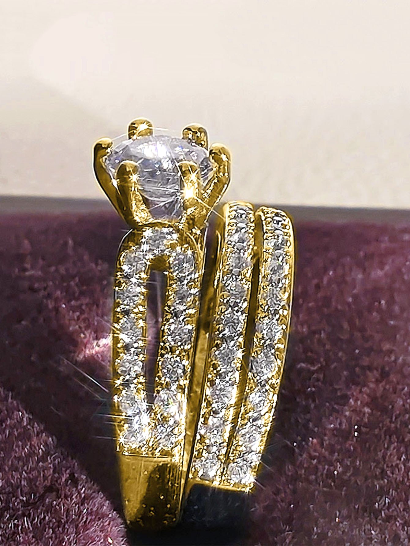 Gold Ring Set with Dazzling Zirconia