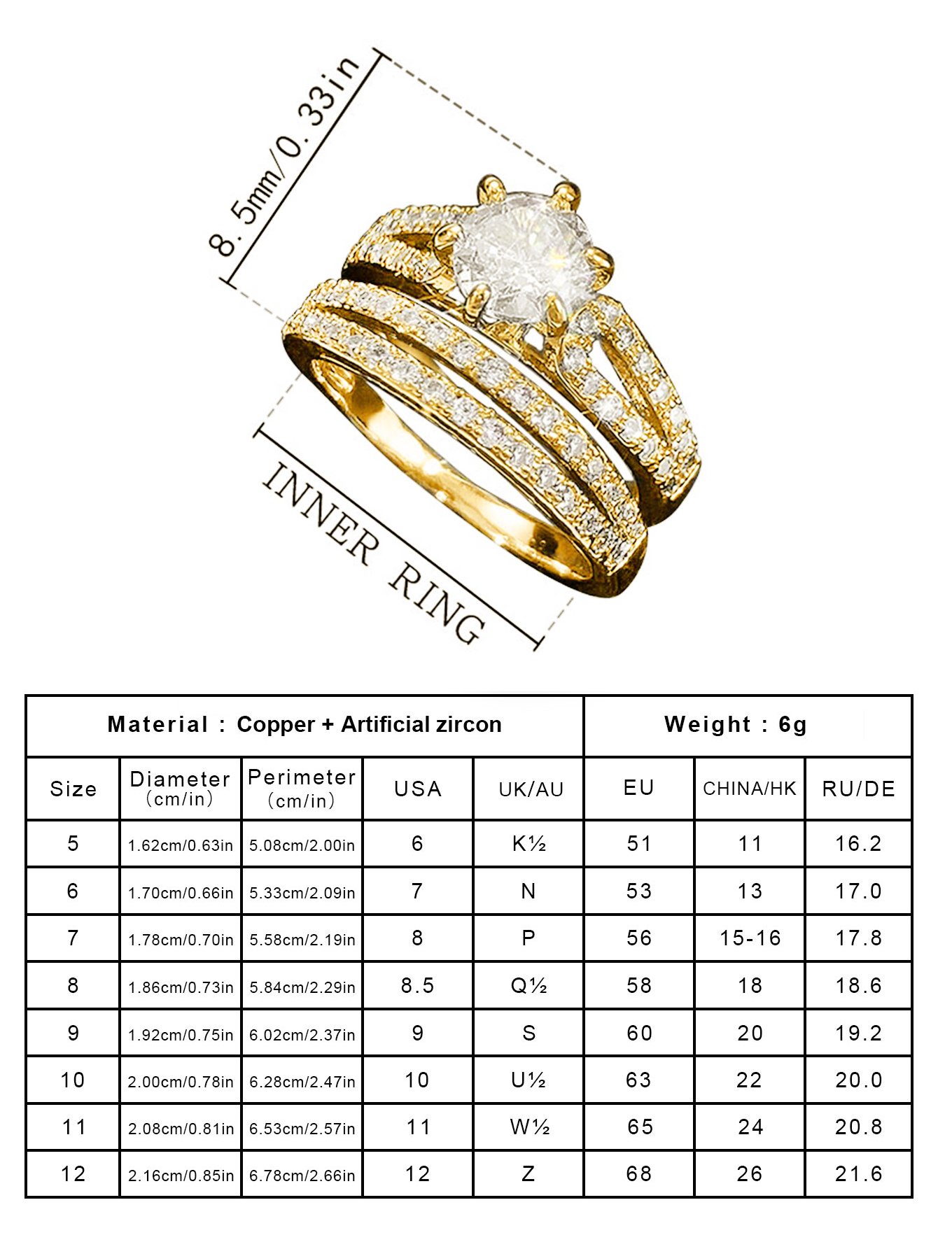 Gold Ring Set with Dazzling Zirconia