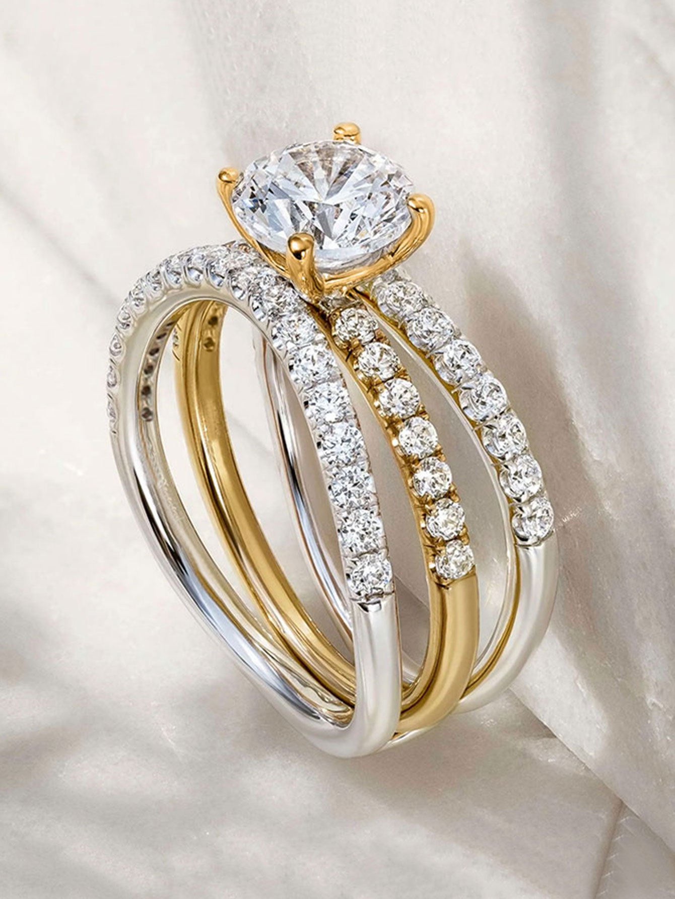 Multi-Tone Cubic Zirconia Layered Ring