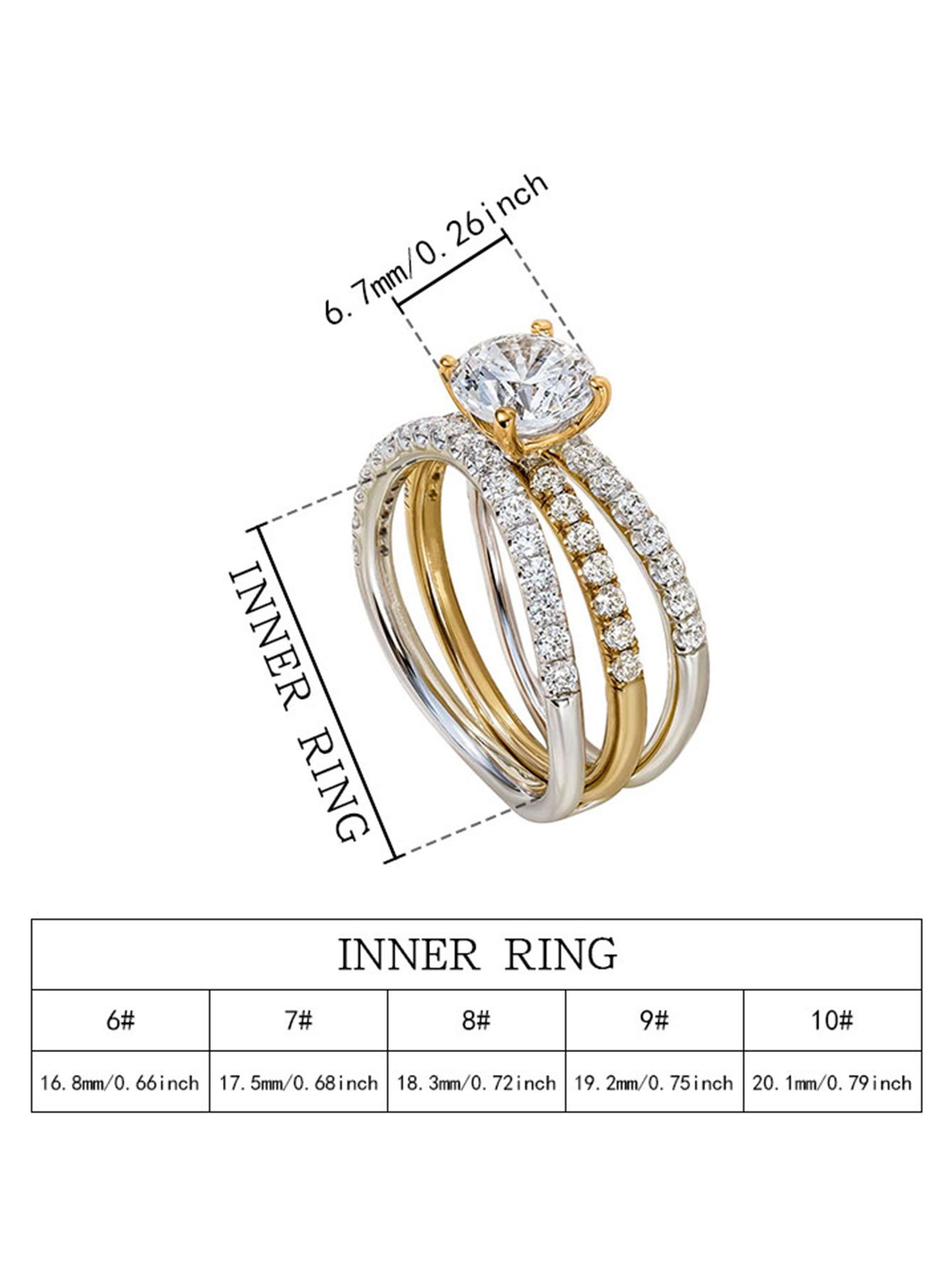 Multi-Tone Cubic Zirconia Layered Ring