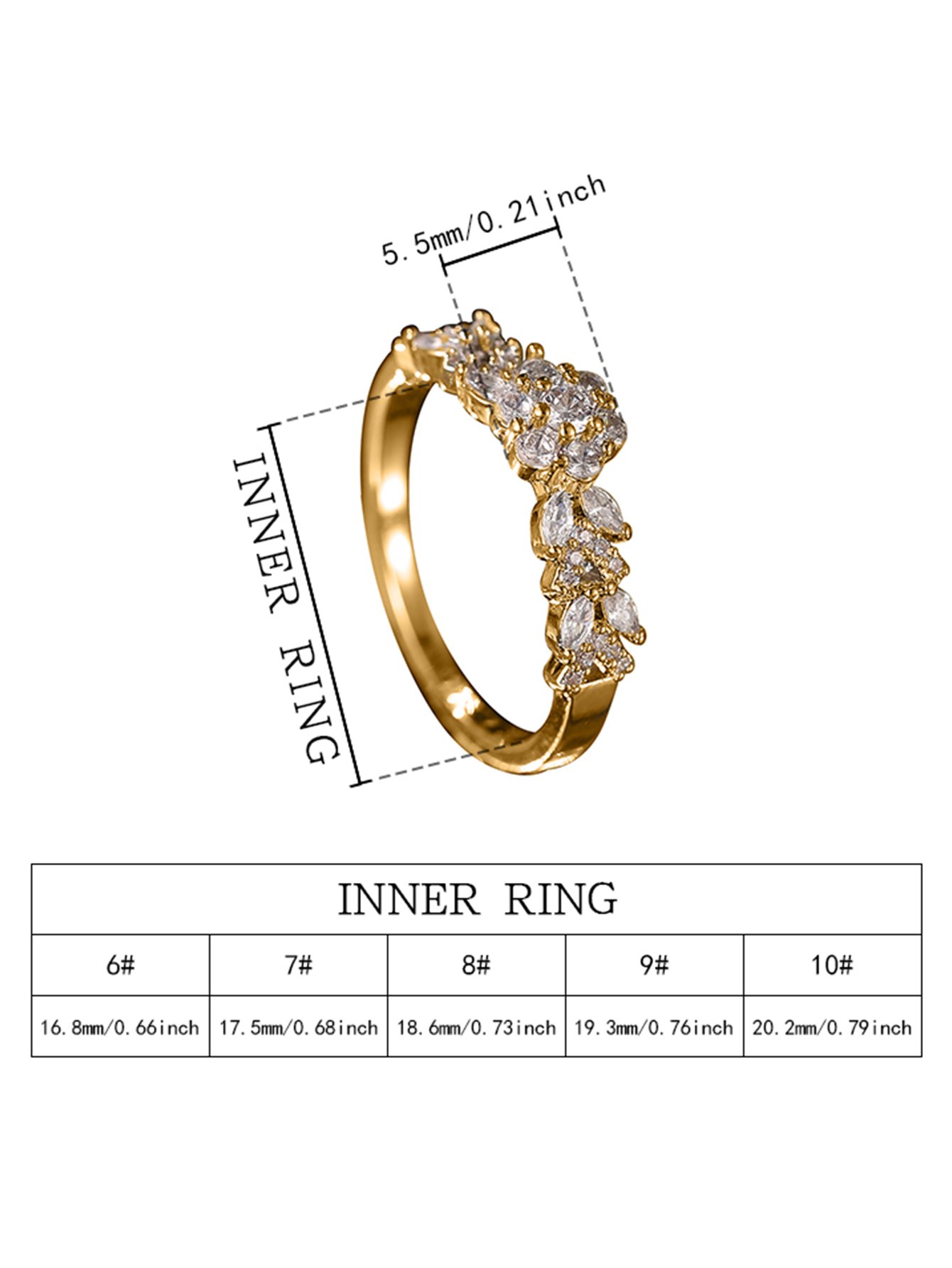 Gold Plated Cubic Zirconia Flower Ring